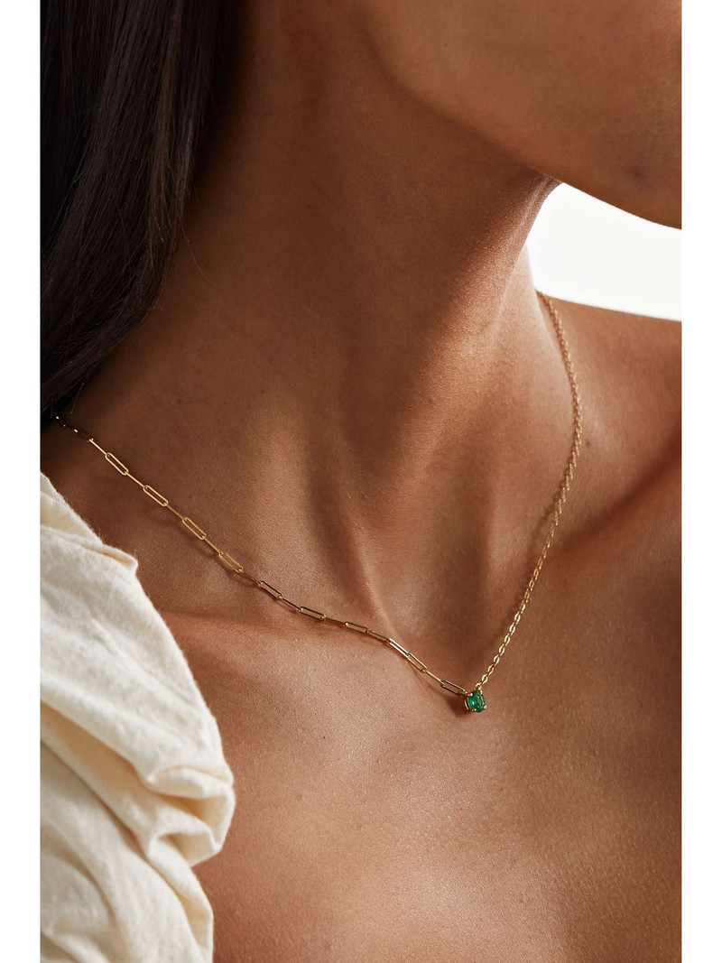 Yvonne Léon 18-karat gold emerald necklace outlook