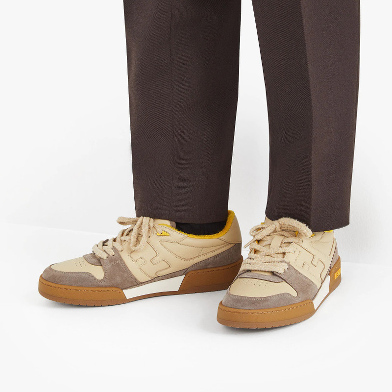 FENDI Beige suede low-tops outlook