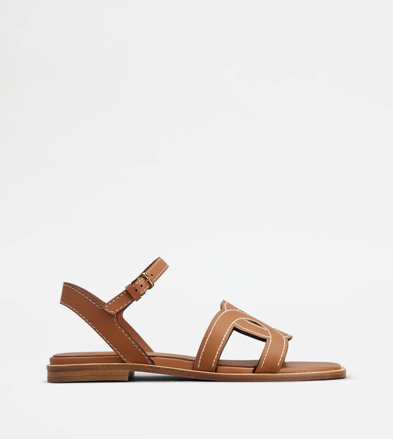 KATE SANDALS IN LEATHER - BROWN 1