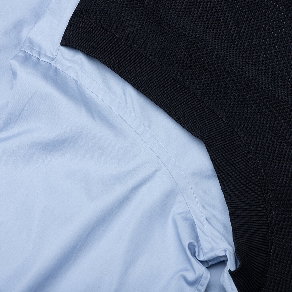 MIXED MATERIAL SHIRT - SAX/NAVY - 5