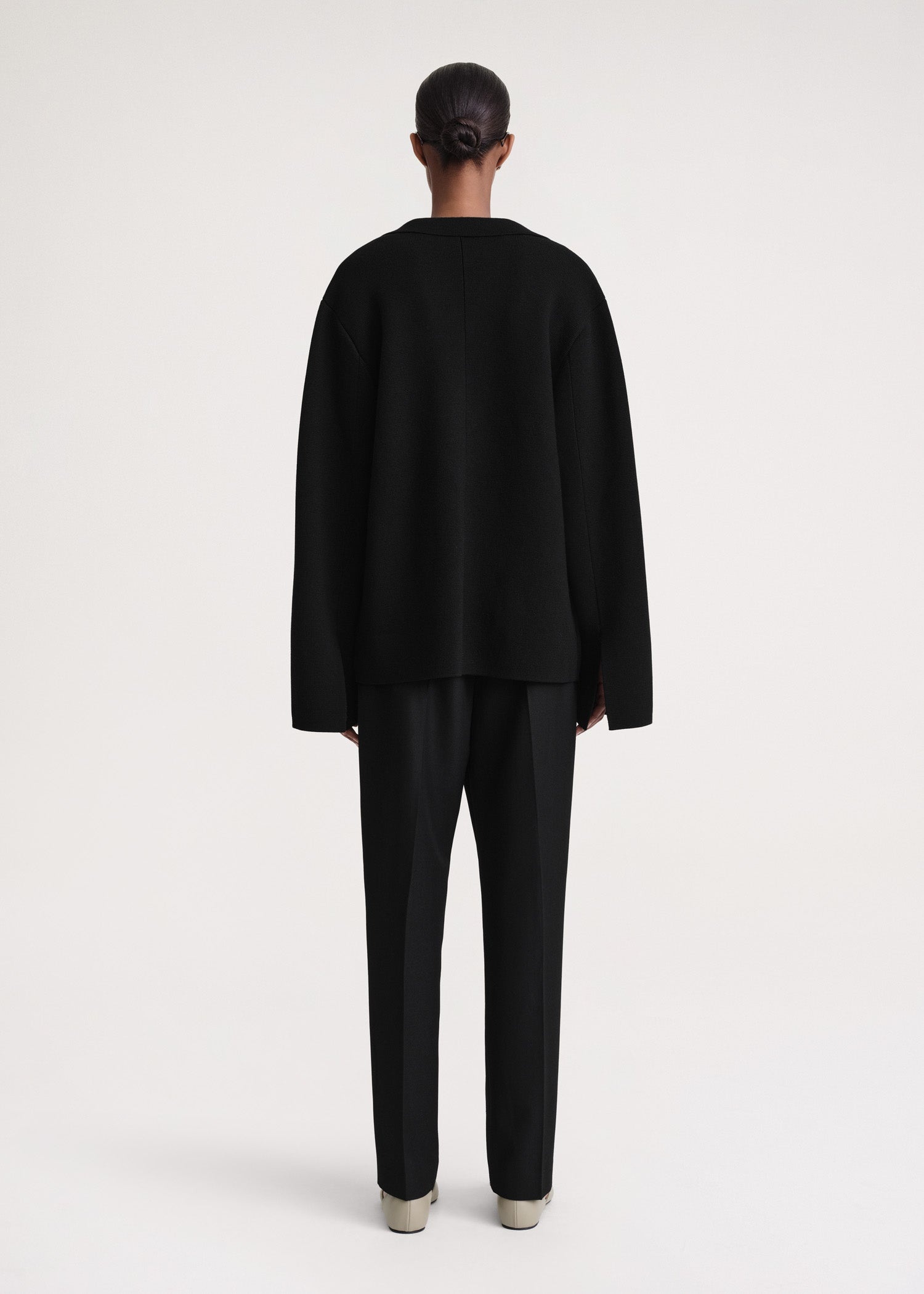 Knitted wool blazer black - 4