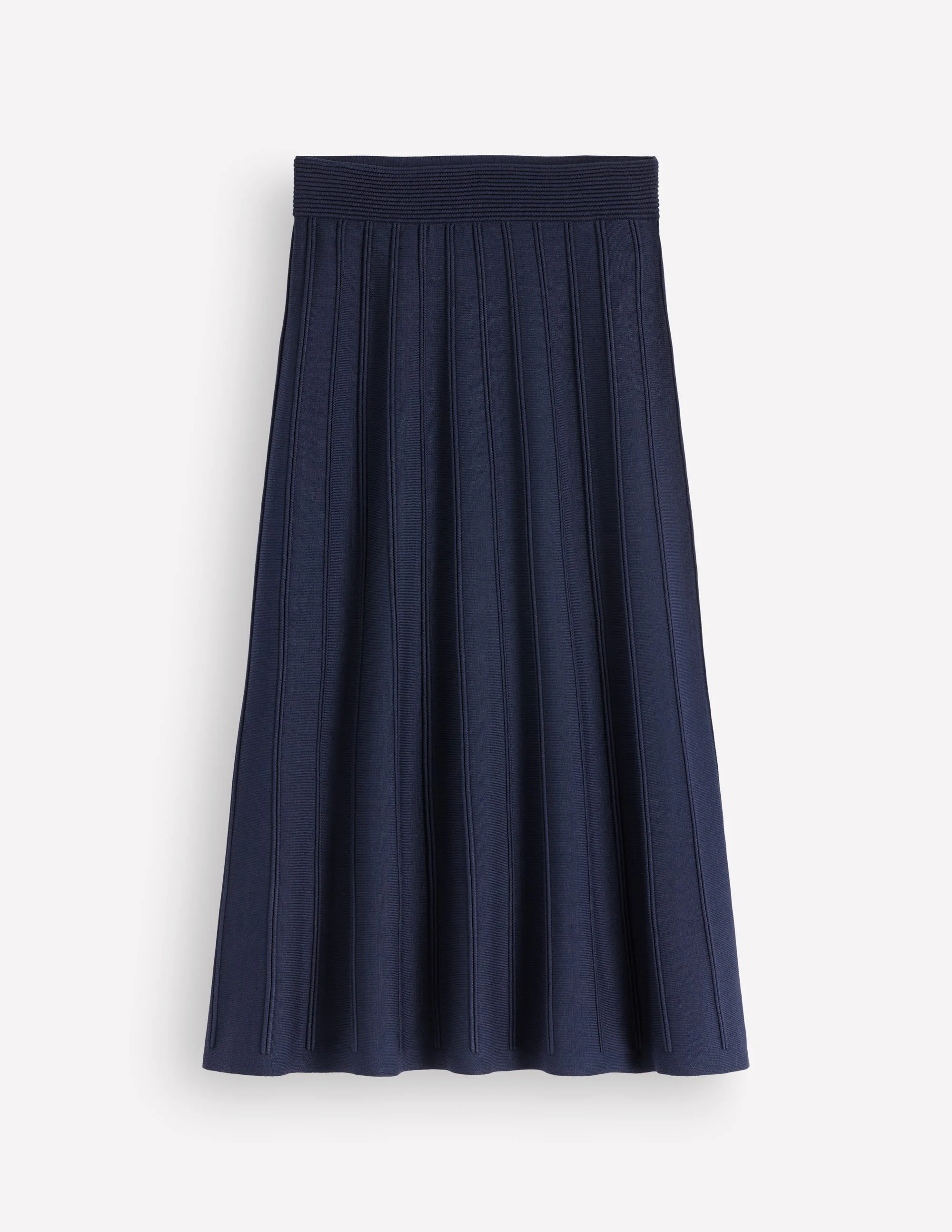 Ottoman Knitted Midi Skirt-Navy - 1