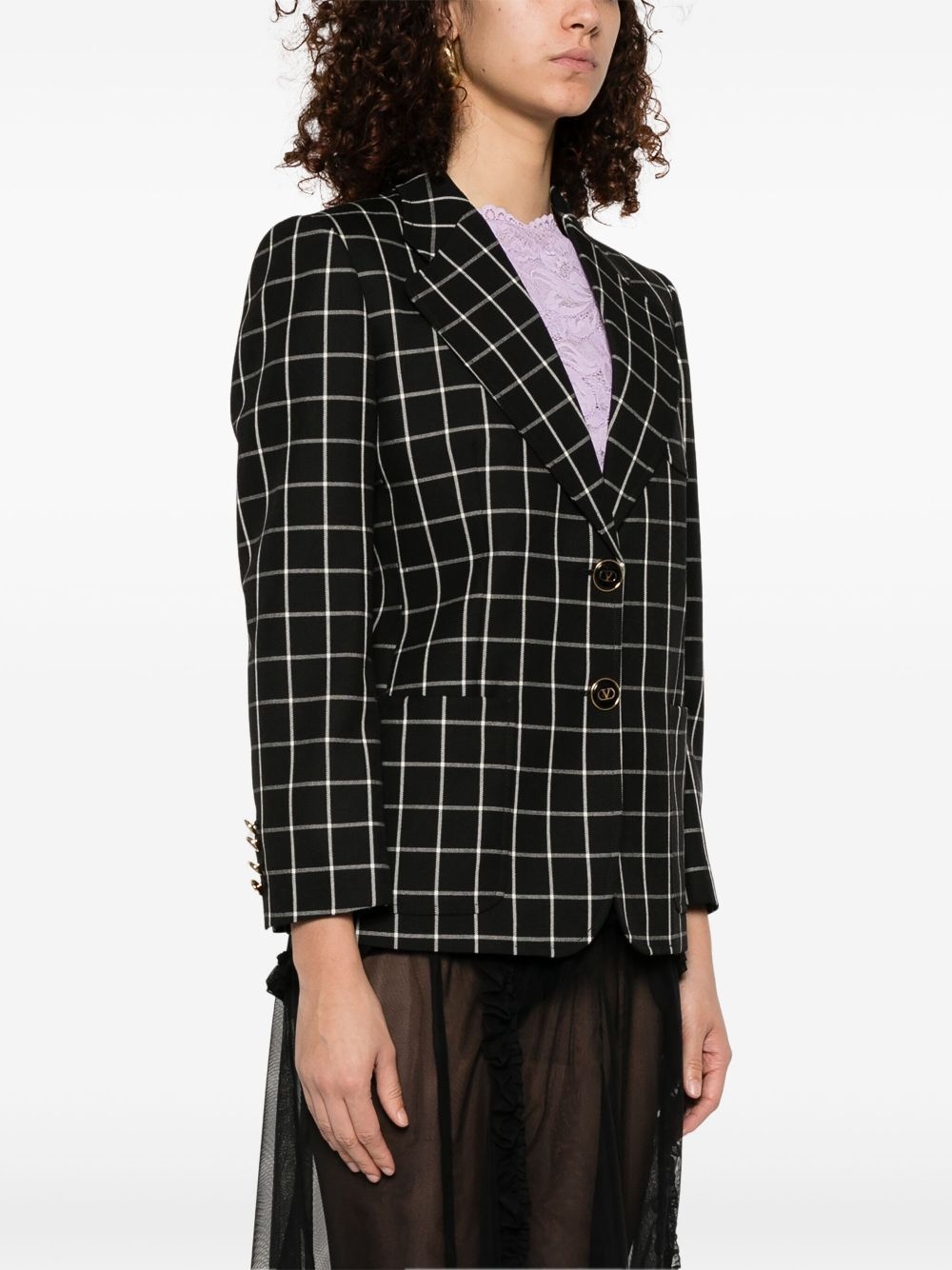grid-pattern blazer - 3