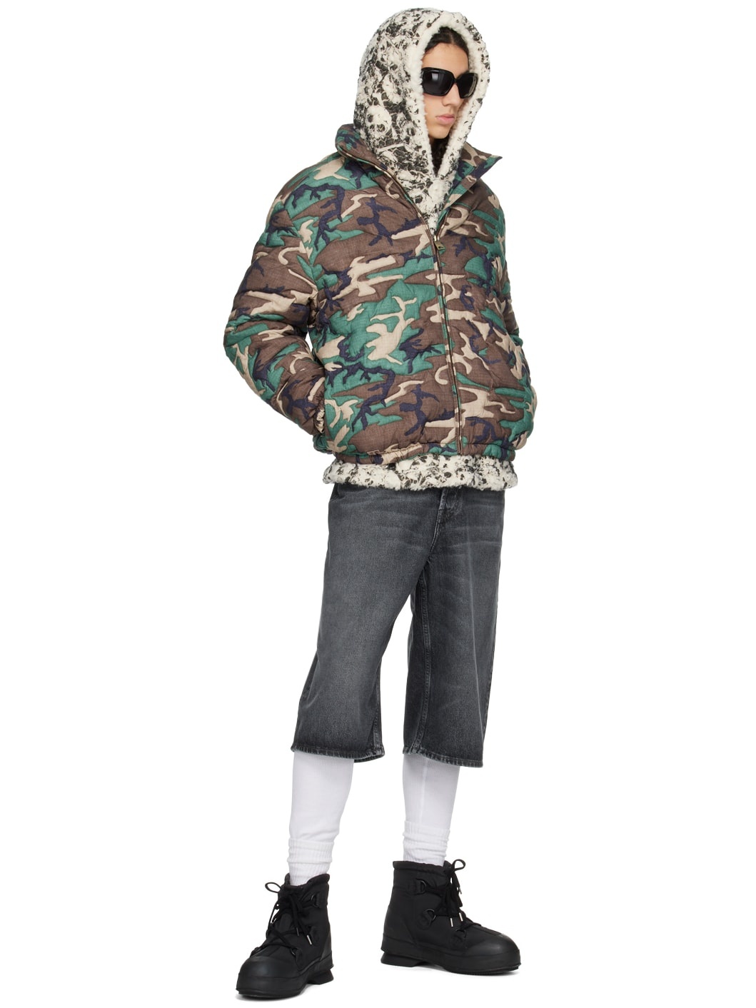 ERL Green Camouflage Down Jacket