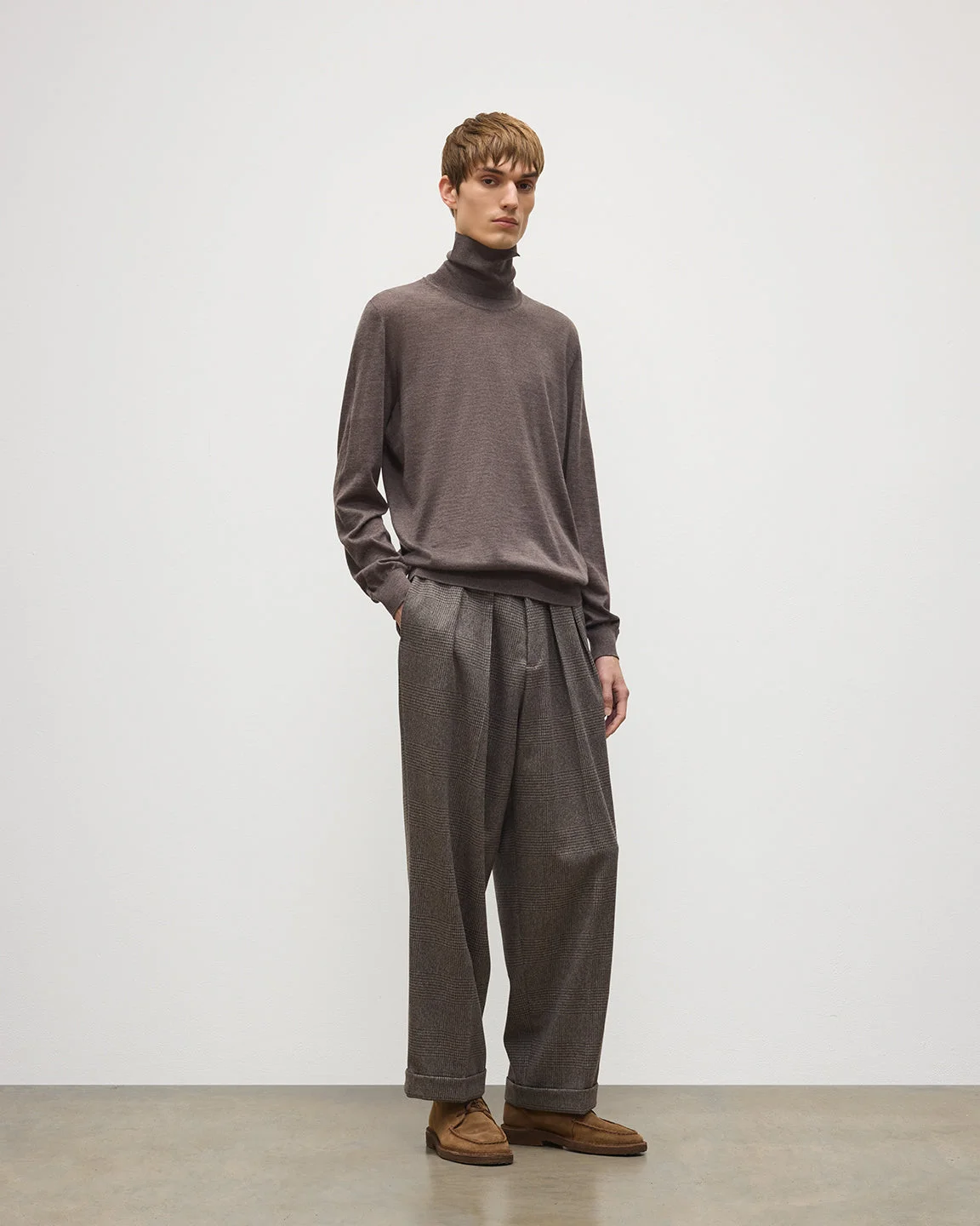 Fin Brown Cashmere Roll Neck Jumper - 1
