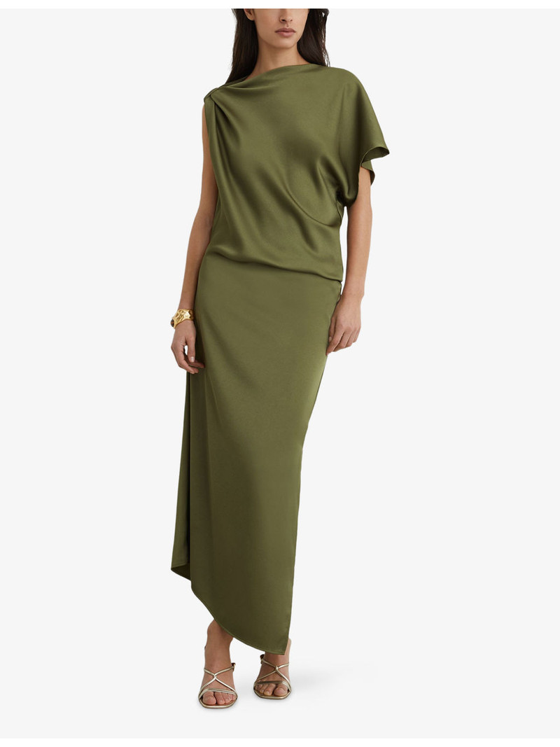 REISS Kenzie Draped Satin Midi Dress outlook