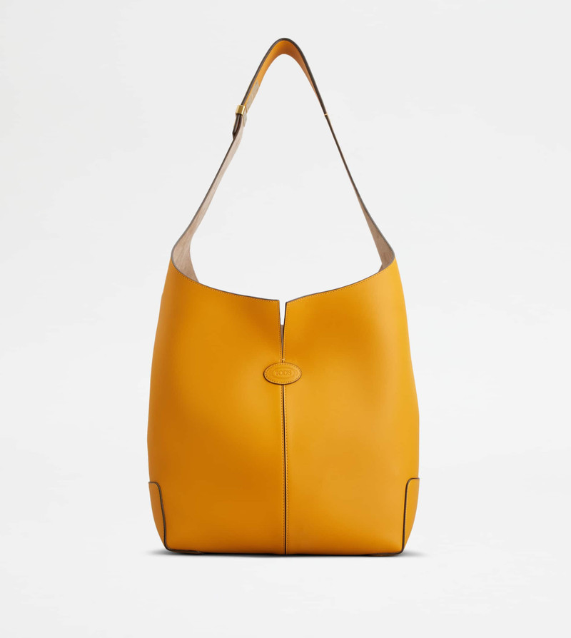 TOD'S DI BAG FOLIO SHOULDER BAG IN LEATHER LARGE - YELLOW 1