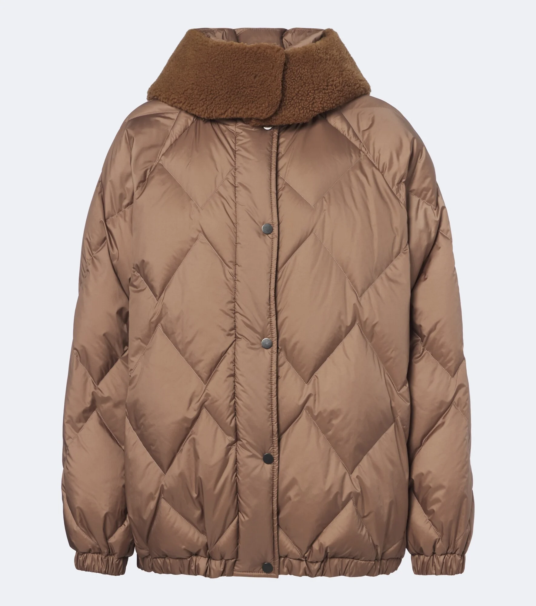 Shearling-trimmed quilted down jacket - 1