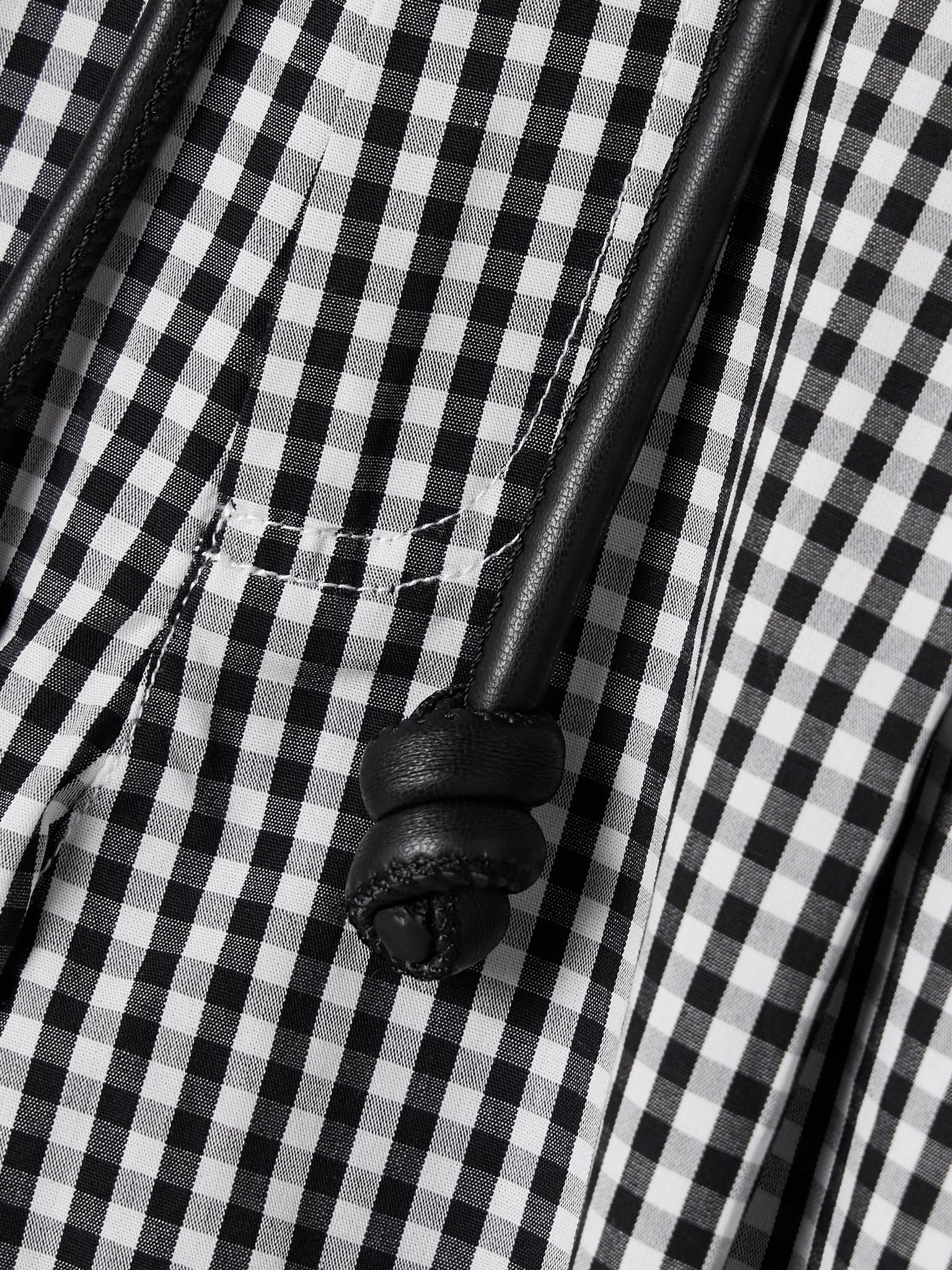 Neci belted pleated gingham cotton-poplin shorts Black - 5