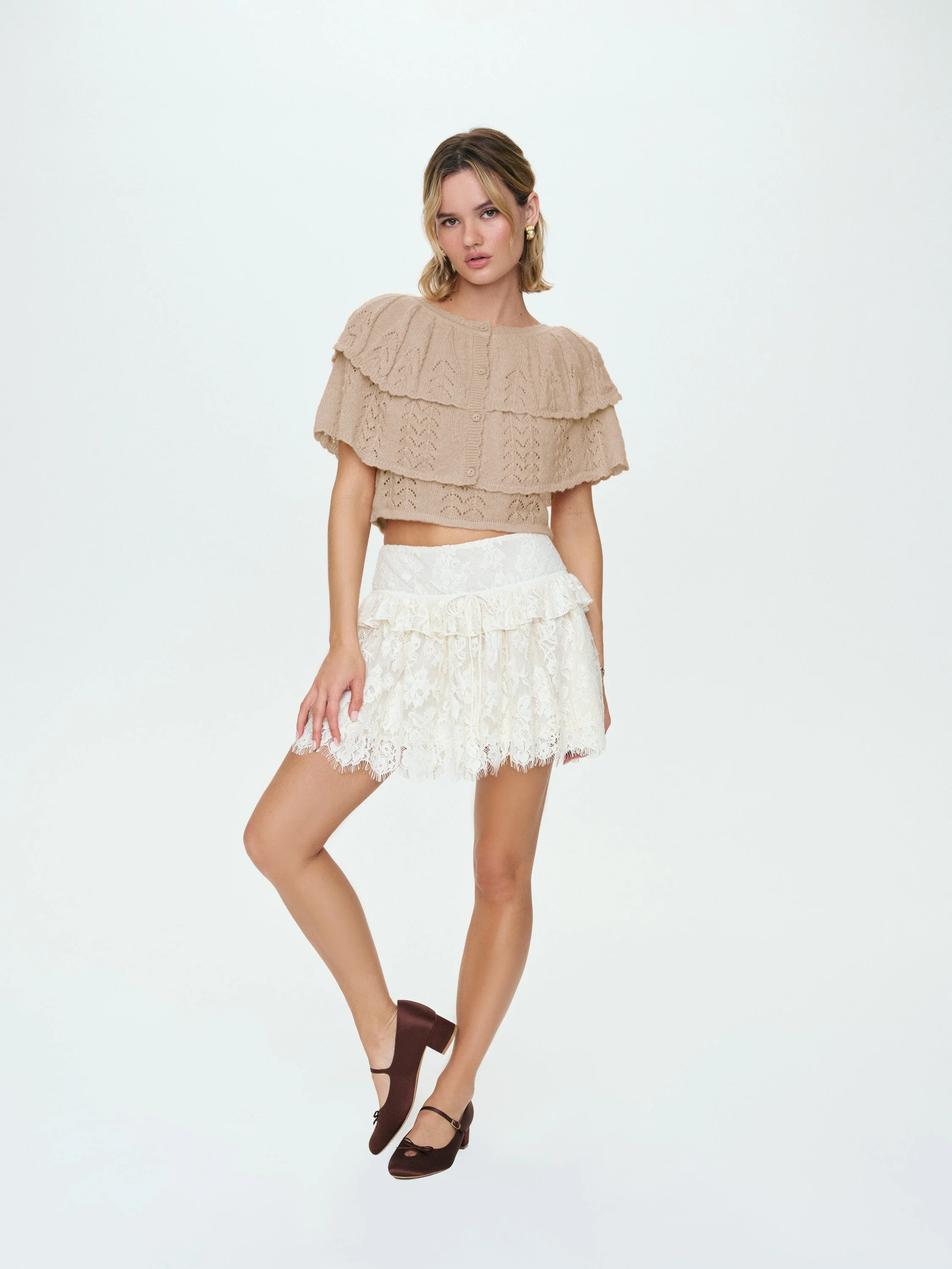Evelyn Crochet Tank and Ruffle Cape - 1
