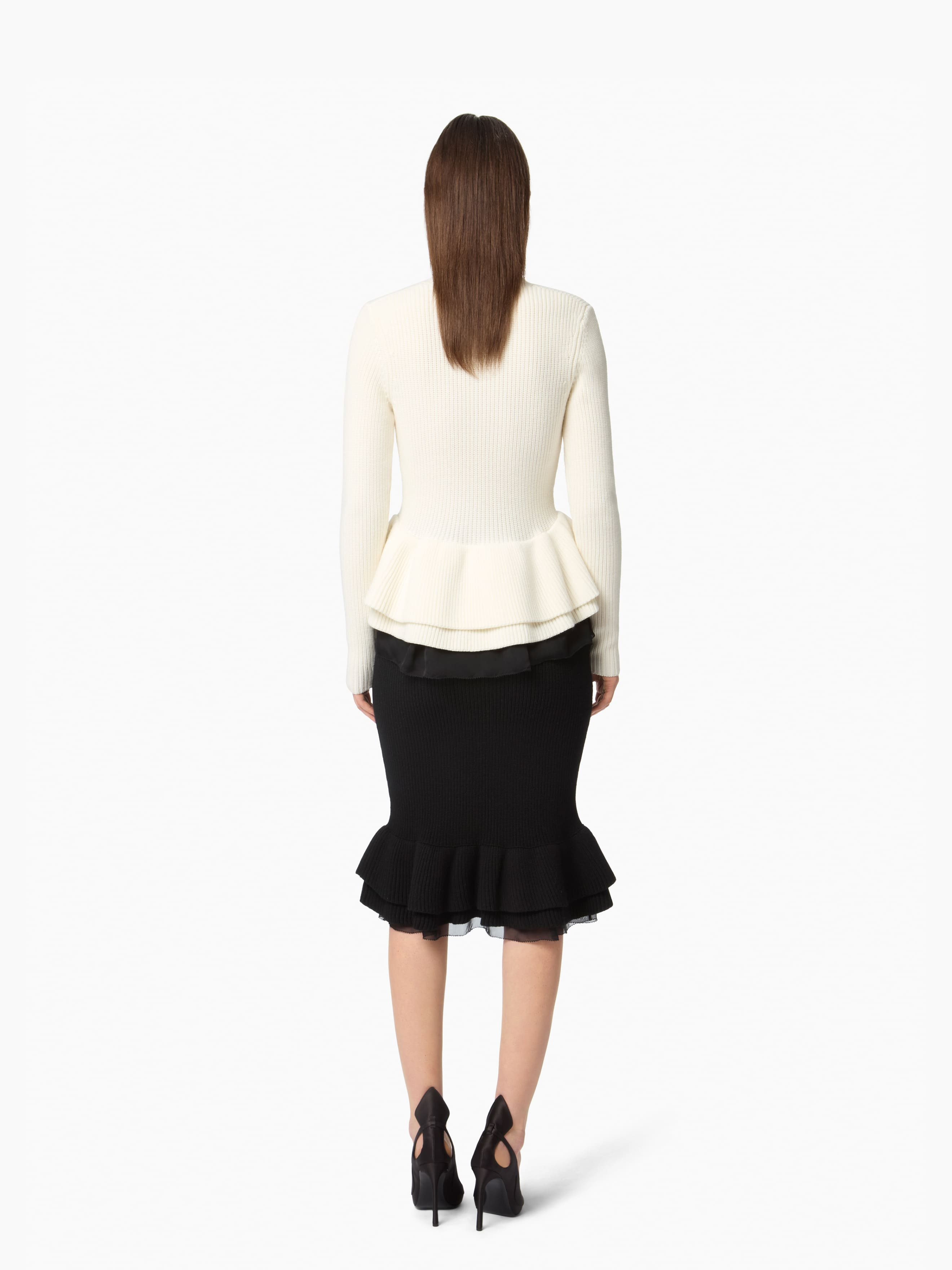 Wool Cardigan With Contrast Ruffles - 4