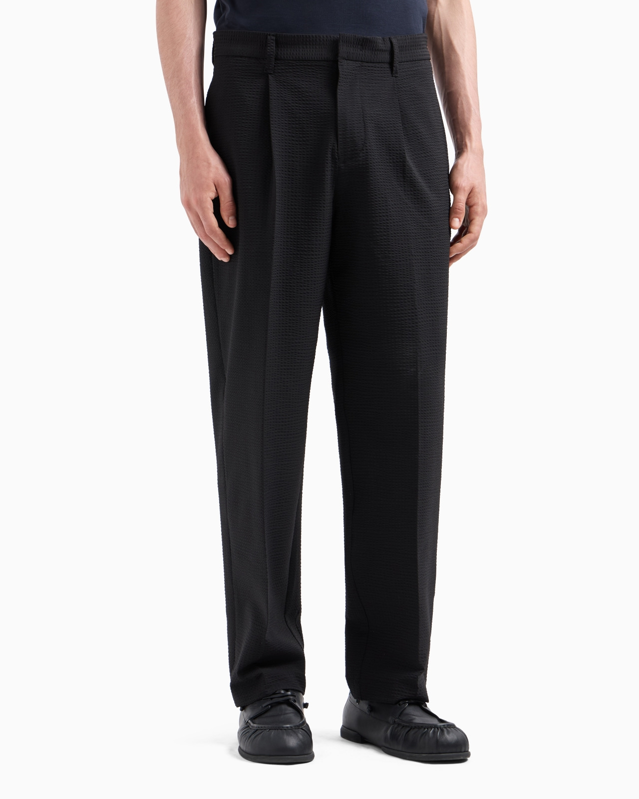 Pleated technical-seersucker fabric chinos - 2