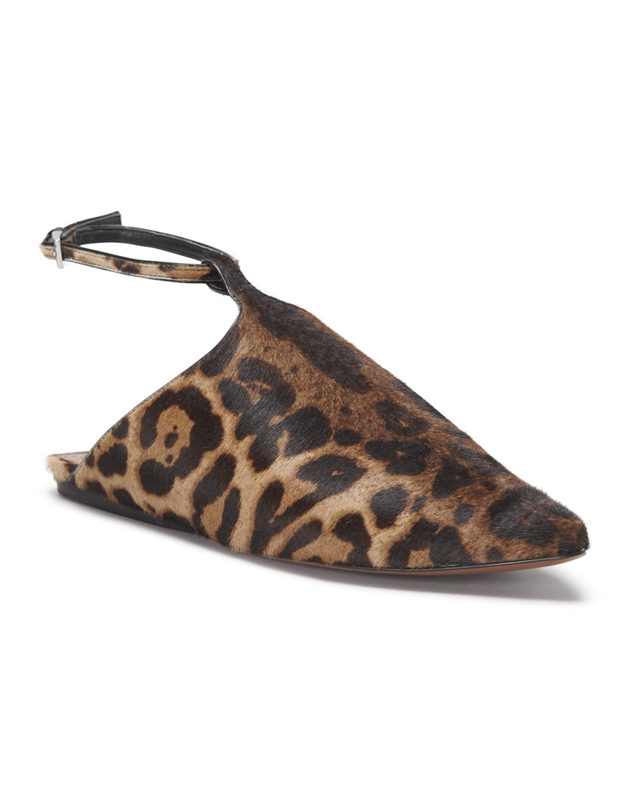 La Babouche Ankle-Strap Faux Fur Flats - 2