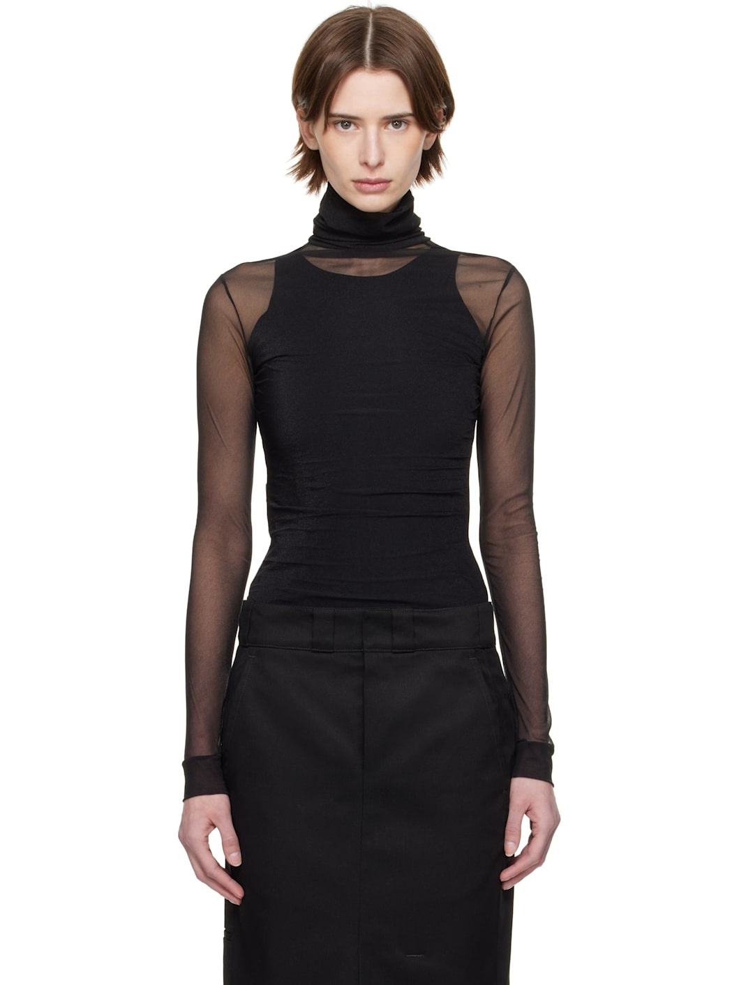 Black High-Neck Bodysuit - 1