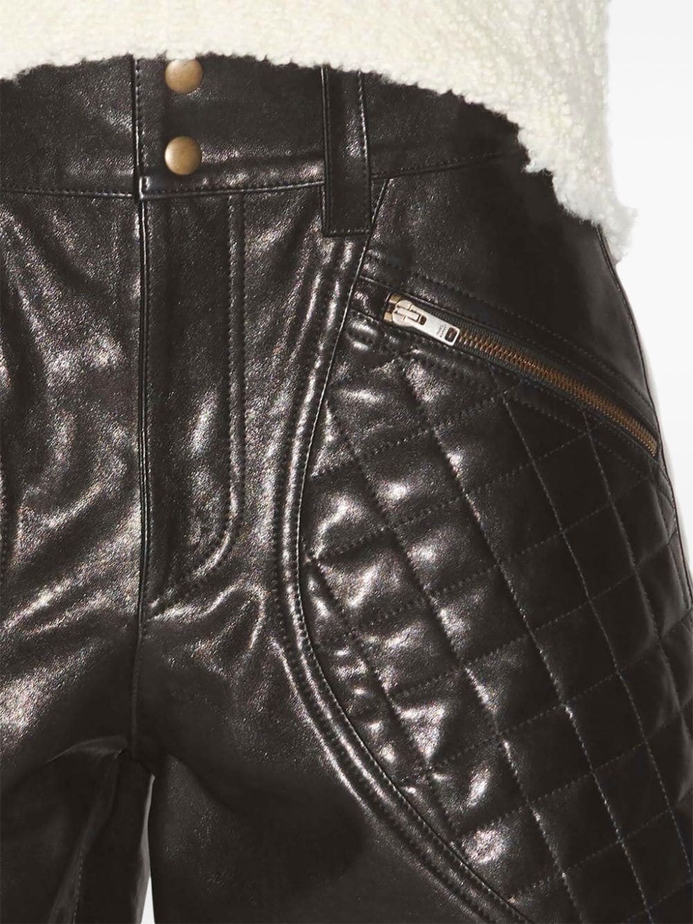 quilted leather shorts - 5