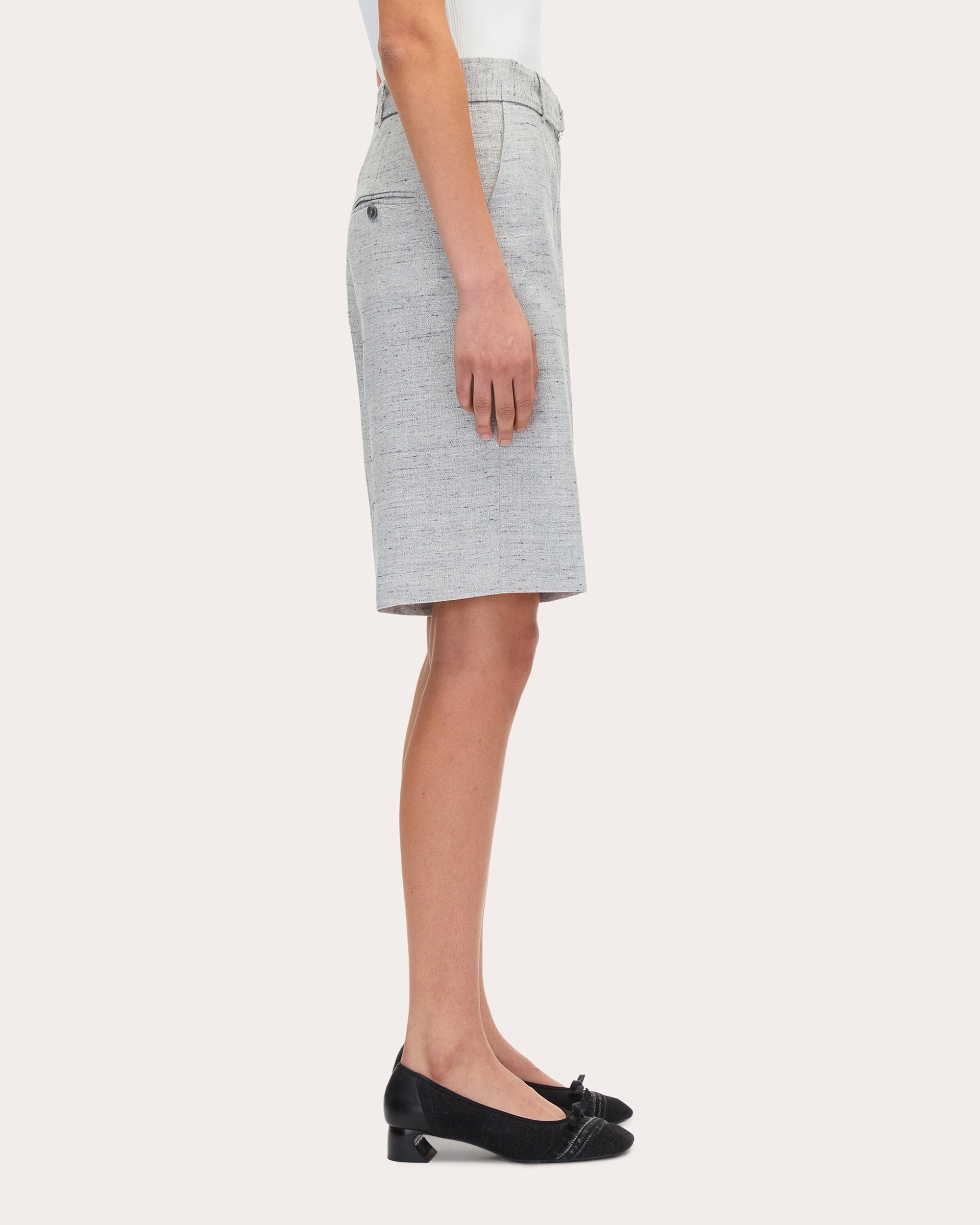 Linen-Blend Melange Shorts - 3