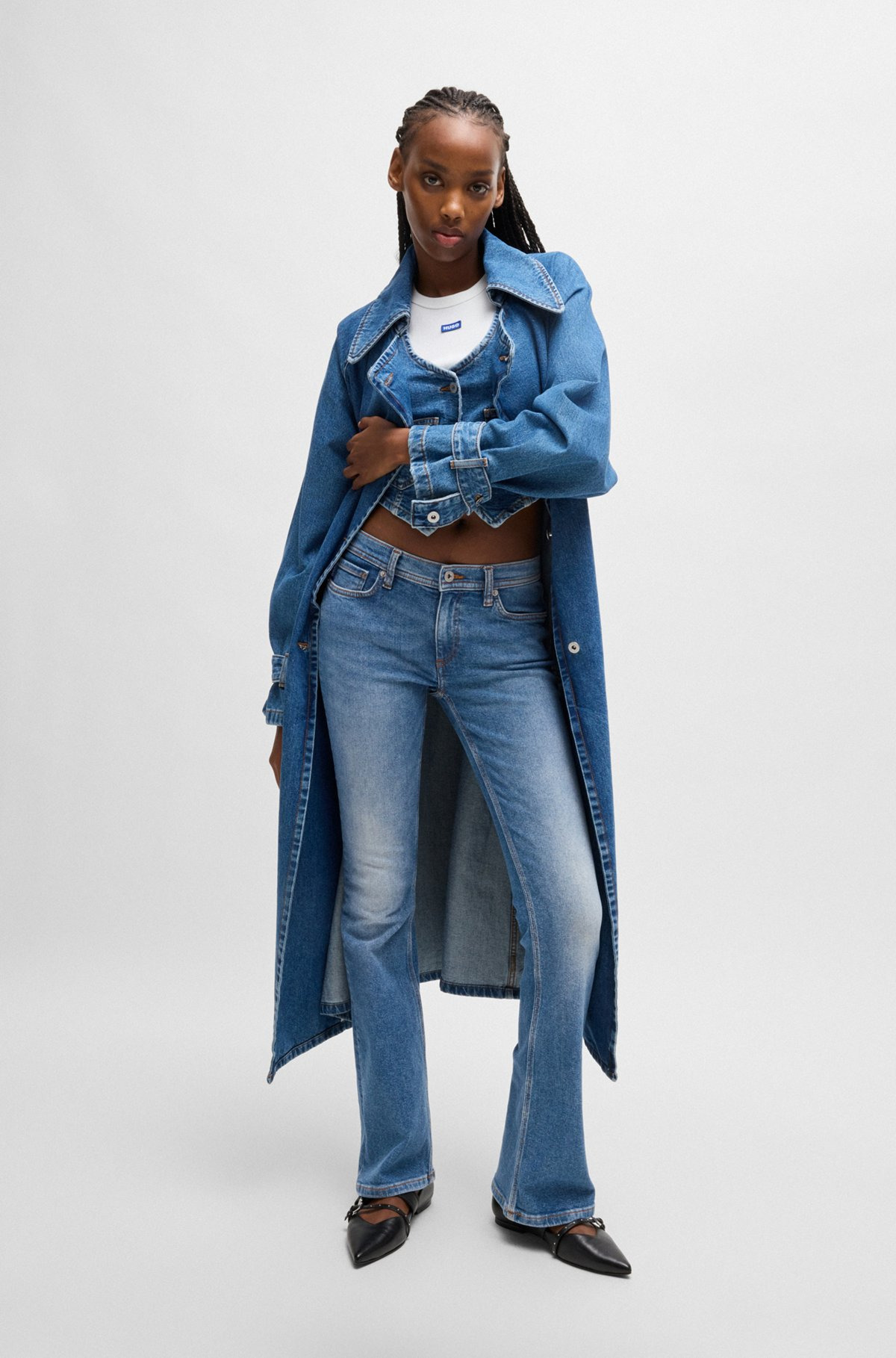 FLARED JEANS IN BLUE COMFORT-STRETCH DENIM - 3