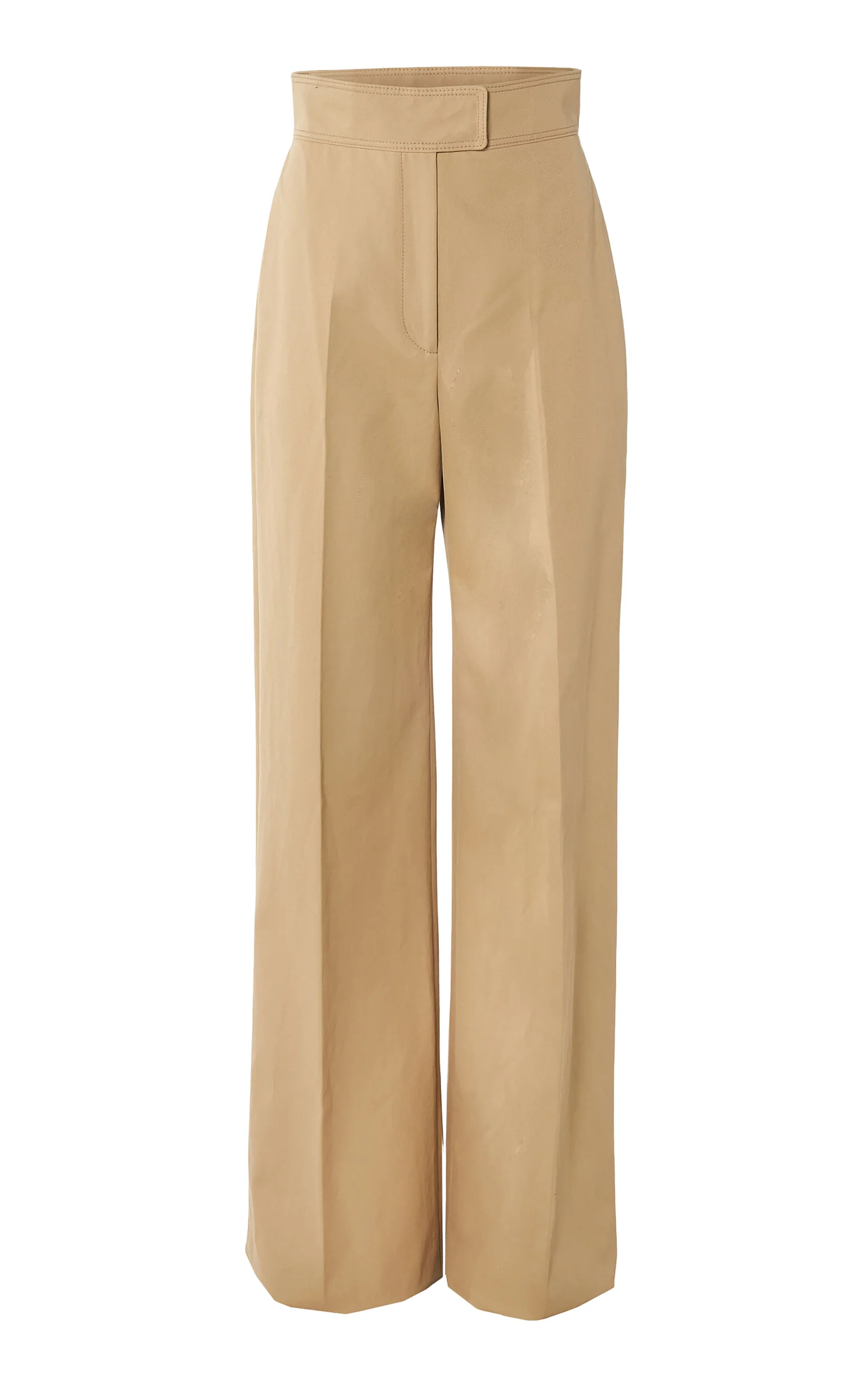Waistband-Detailed Cotton-Twill Wide-Leg Pants neutral - 1