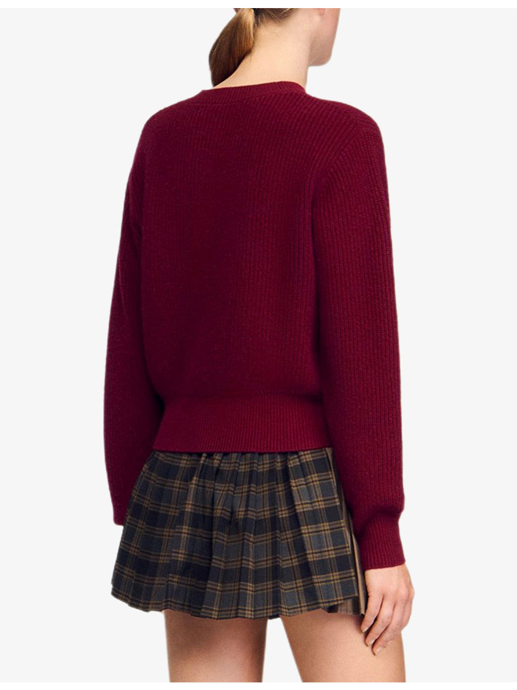 Decorative Button Long-Sleeve Wool-Cashmere Blend Jumper - 4