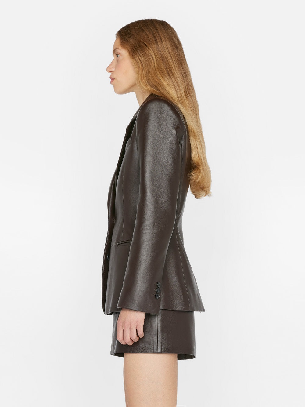The Femme Leather Blazer in Espresso - 6
