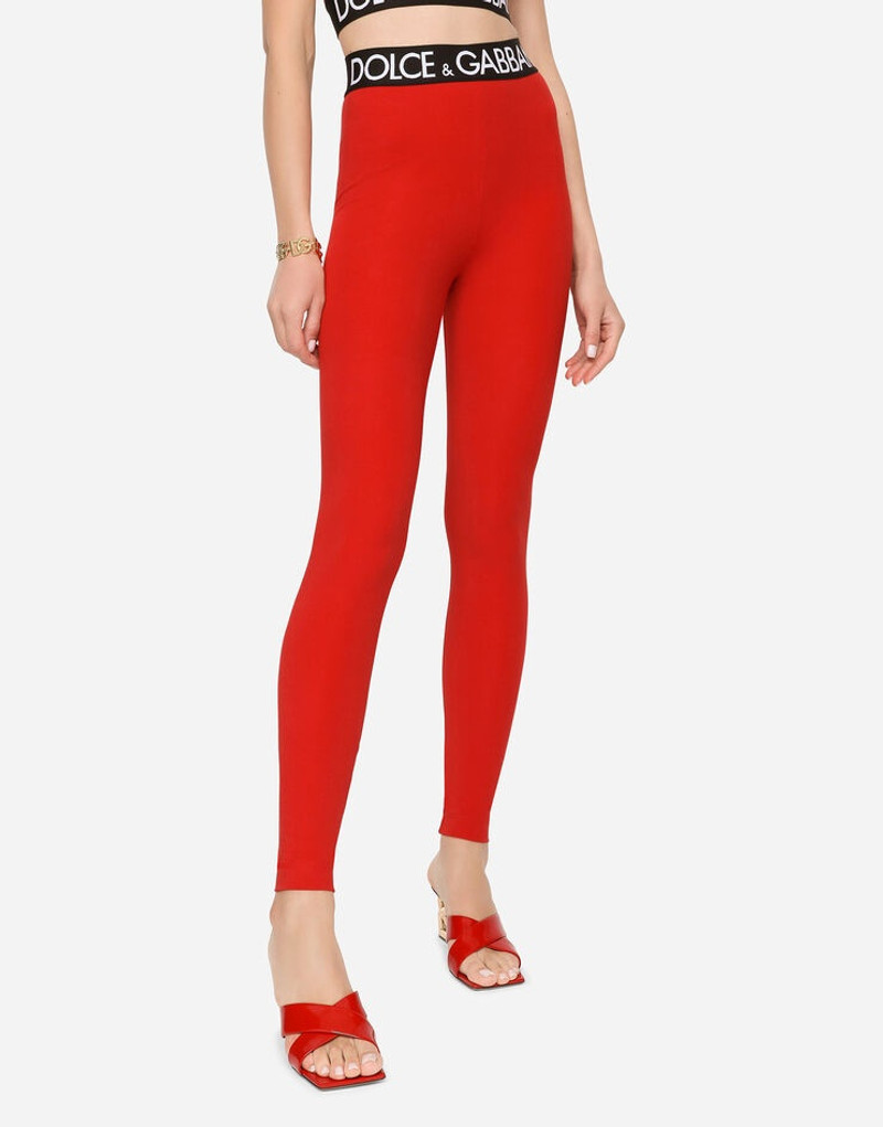 Jersey leggings with branded elastic 4