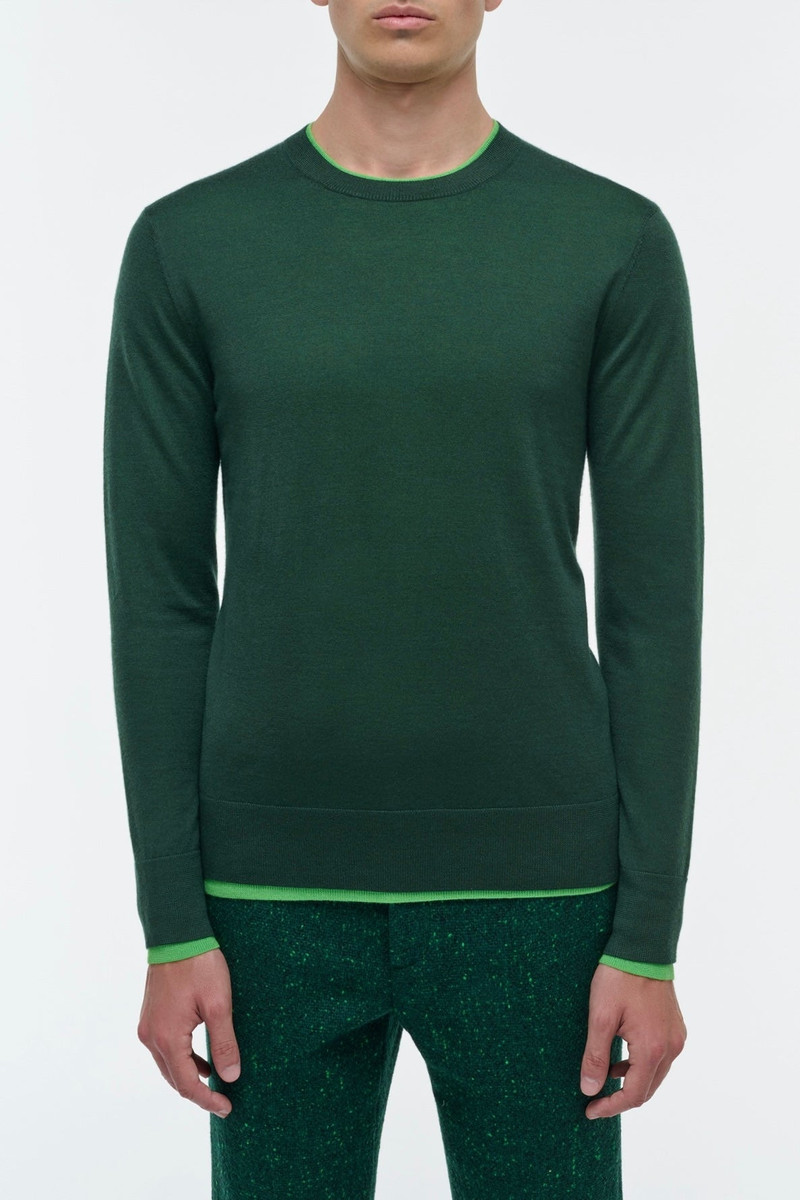 GABRIELA HEARST Wells Reversible Knit Sweater in English Green & Fluorescent Green Cashmere Silk outlook