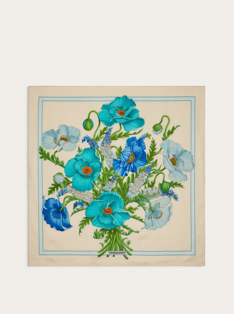 Poppies print silk foulard 1