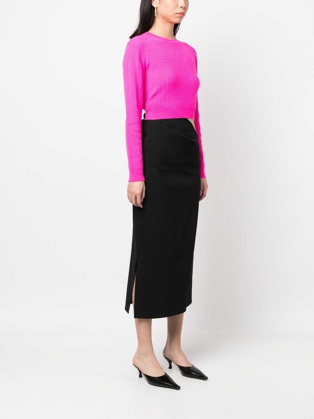 cable-knit rear-tie cropped jumper - 3