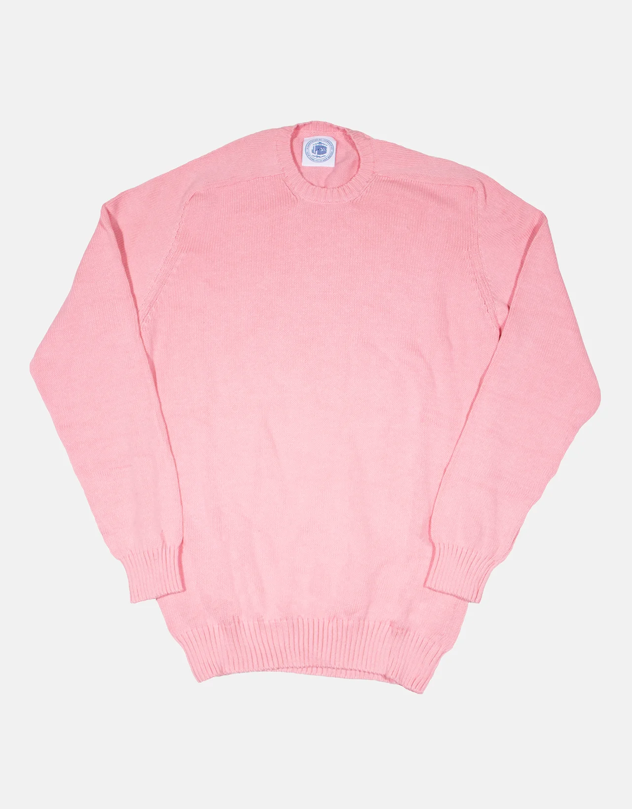 MADE-IN-SCOTLAND PINK COTTON CREWNECK SWEATER - 1