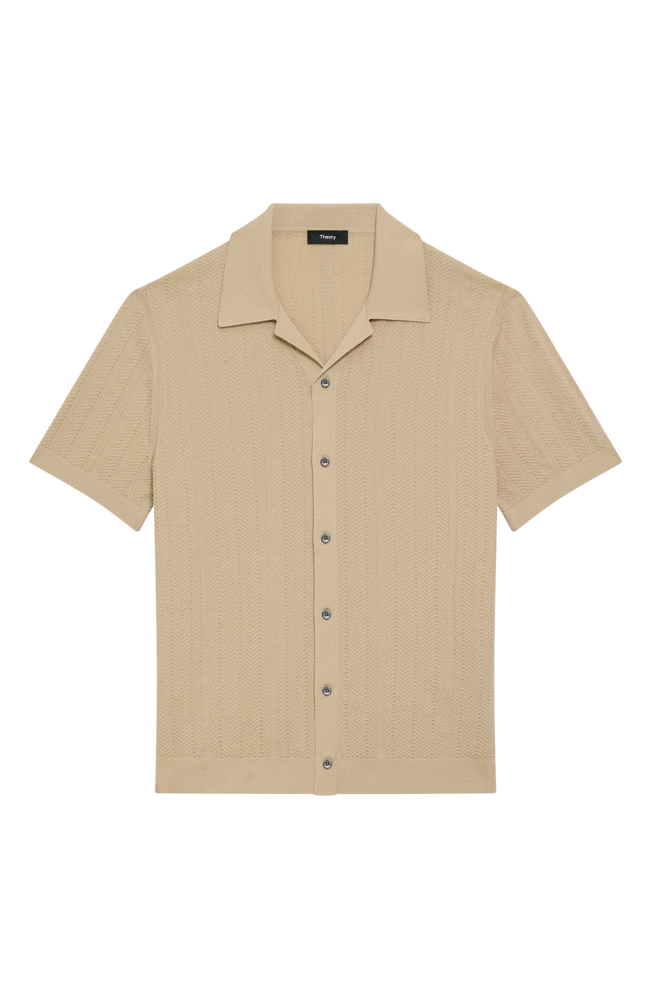 Theory Chevron Knit Camp Shirt in Chino at Nordstrom - 2