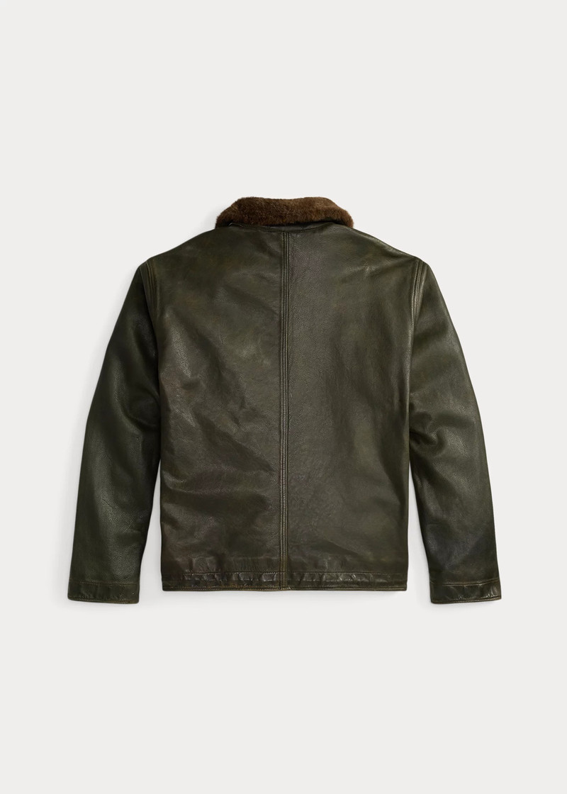 RRL by Ralph Lauren Shearling-Collar Leather Jacket outlook