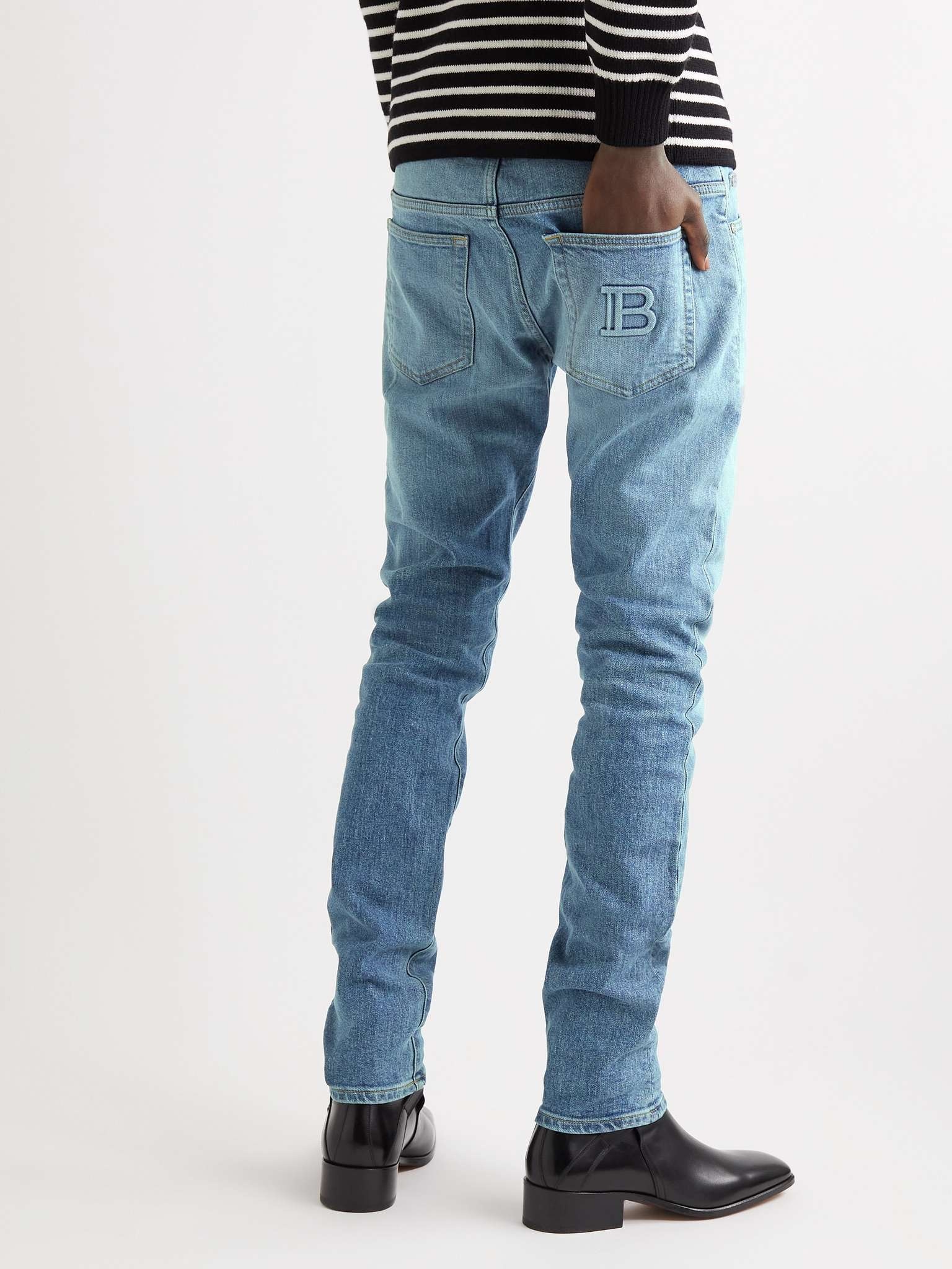 Slim-Fit Logo-Embossed Denim Jeans - 4