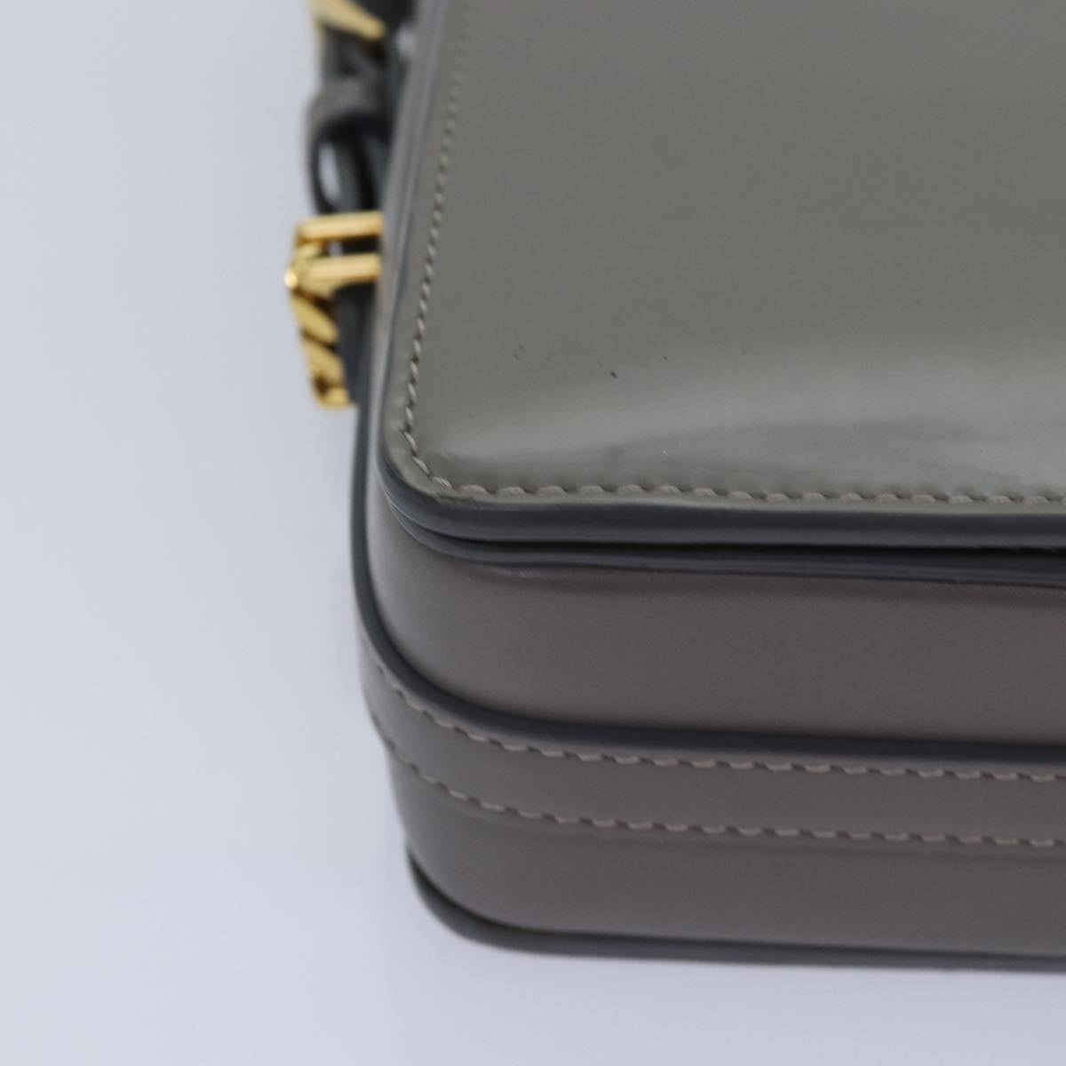 Burberry Shoulder Bag Patent Leather Gray Gold - 12