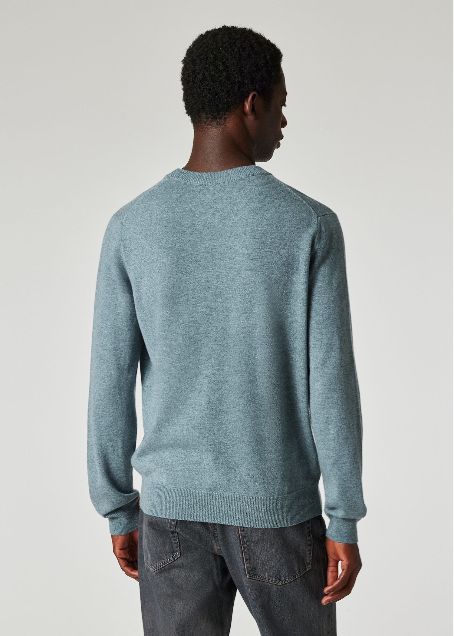 Blue Cashmere Crew Neck Sweater - 5