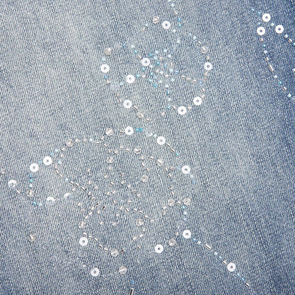 BEADED WIDE JEANS - DARK WASH - 5
