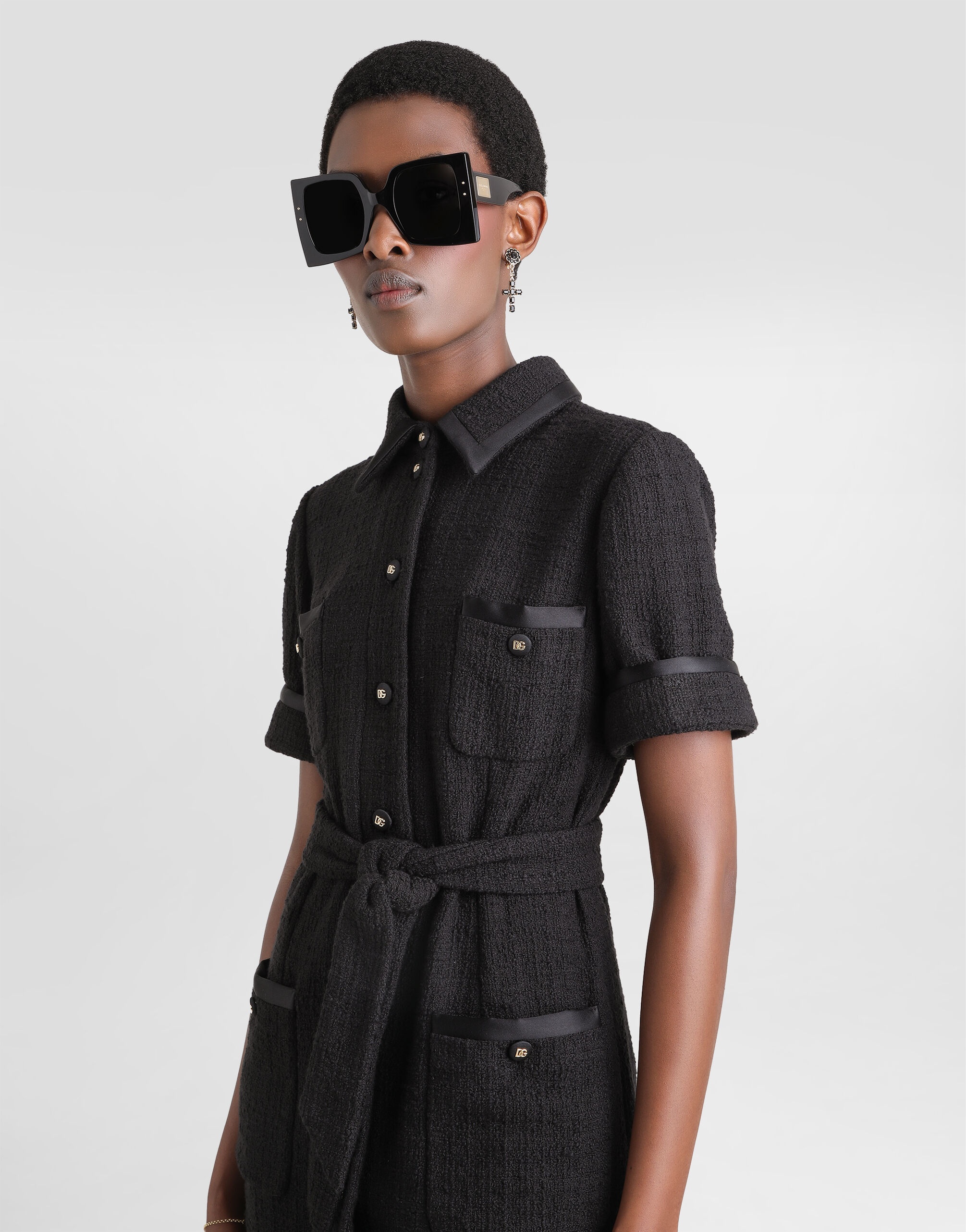 Calf-length Raschel tweed dress - 4