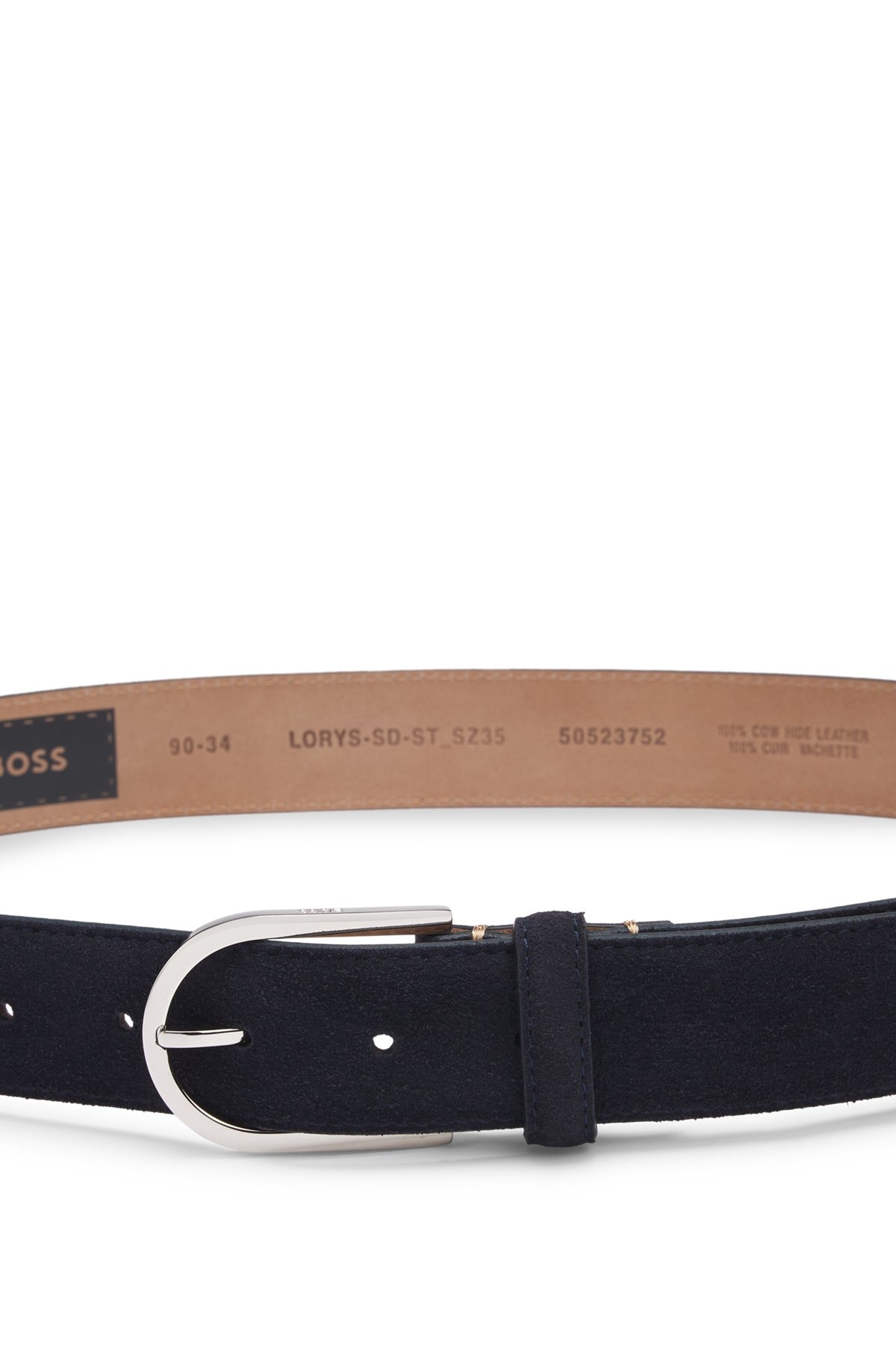 ITALIAN-SUEDE BELT WITH ROUNDED BRASS BUCKLE - 5