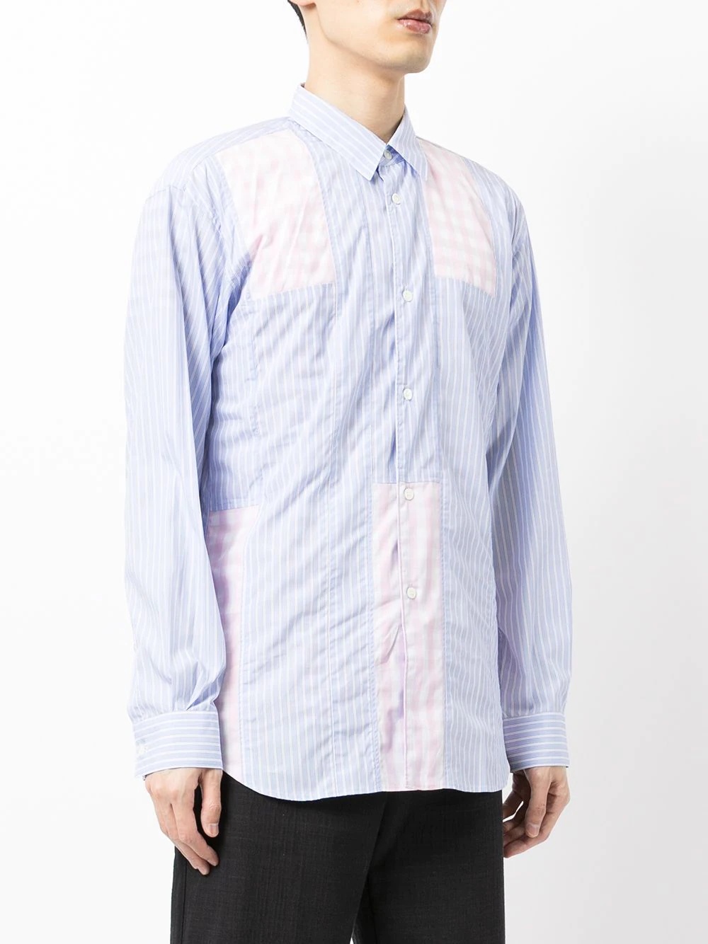 check-patch cotton shirt - 3