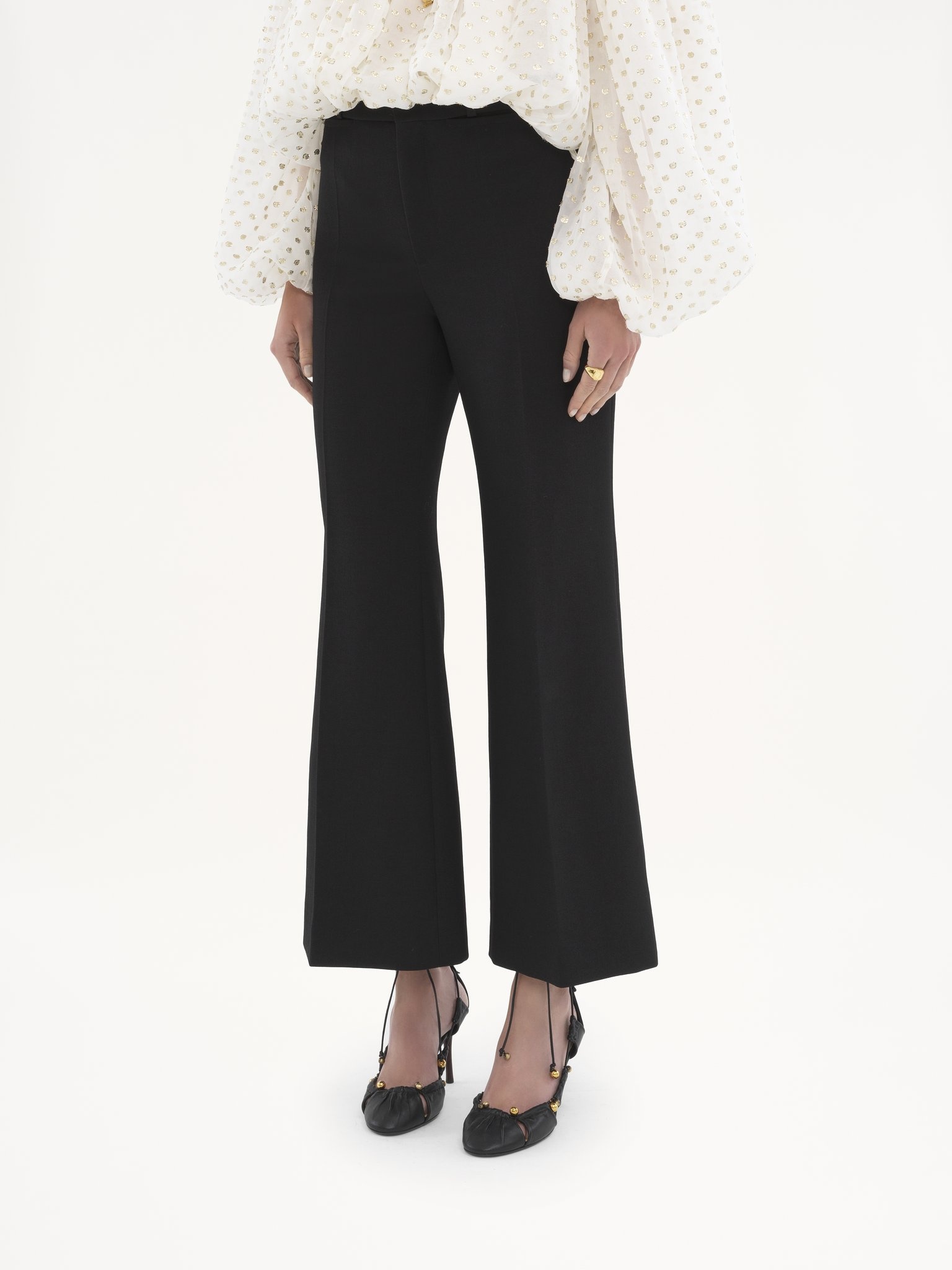 CROPPED BOOTCUT PANTS IN WOOL CRÊPE - 4