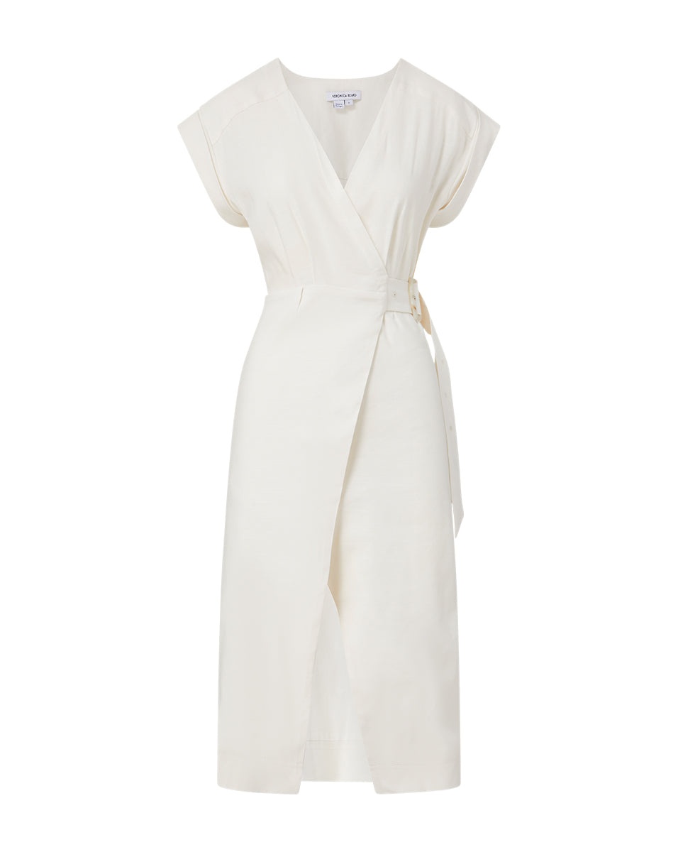 OCTAVIA STRETCH-LINEN WRAP DRESS - 1