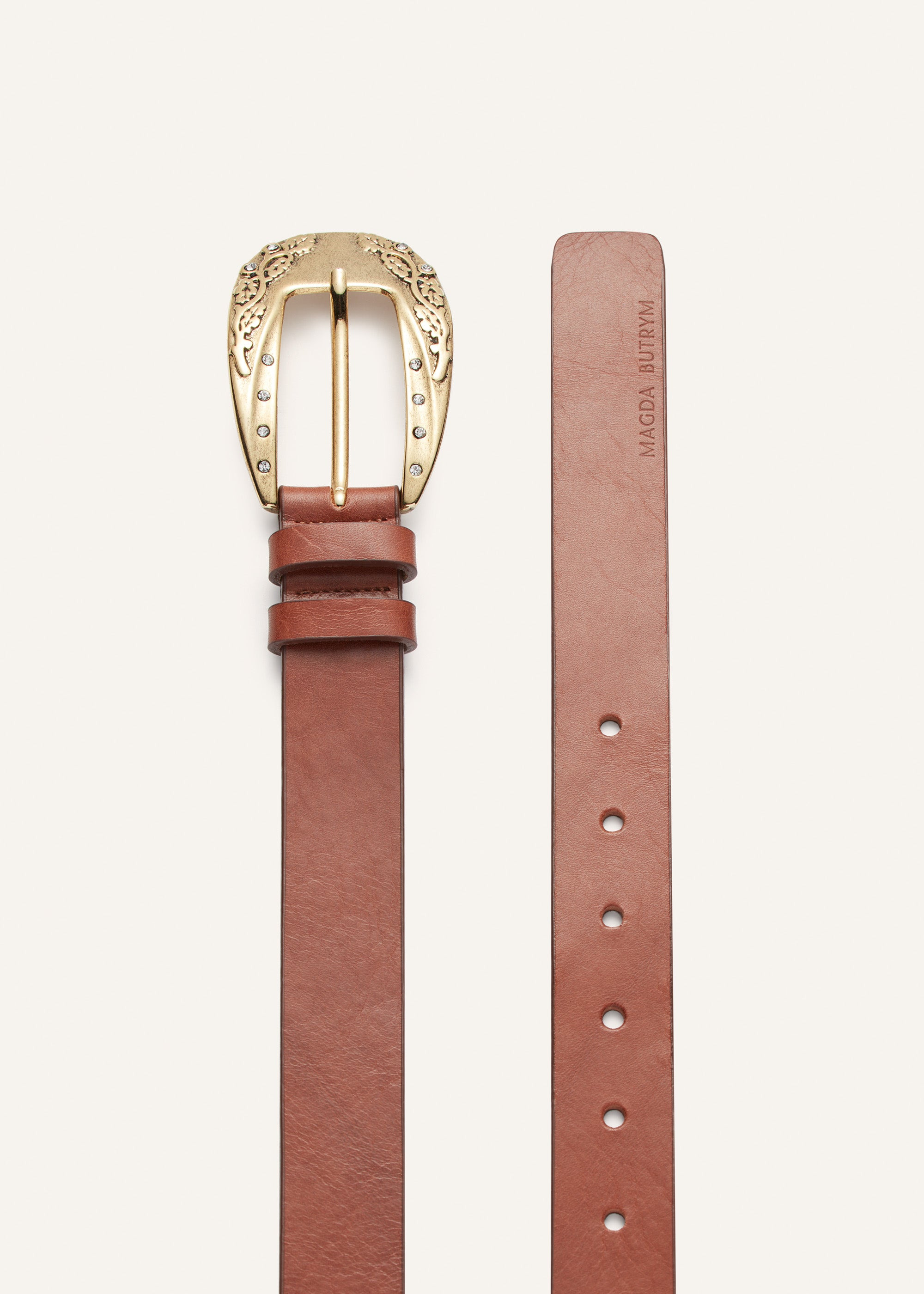 Crystal buckle belt in gold - 1