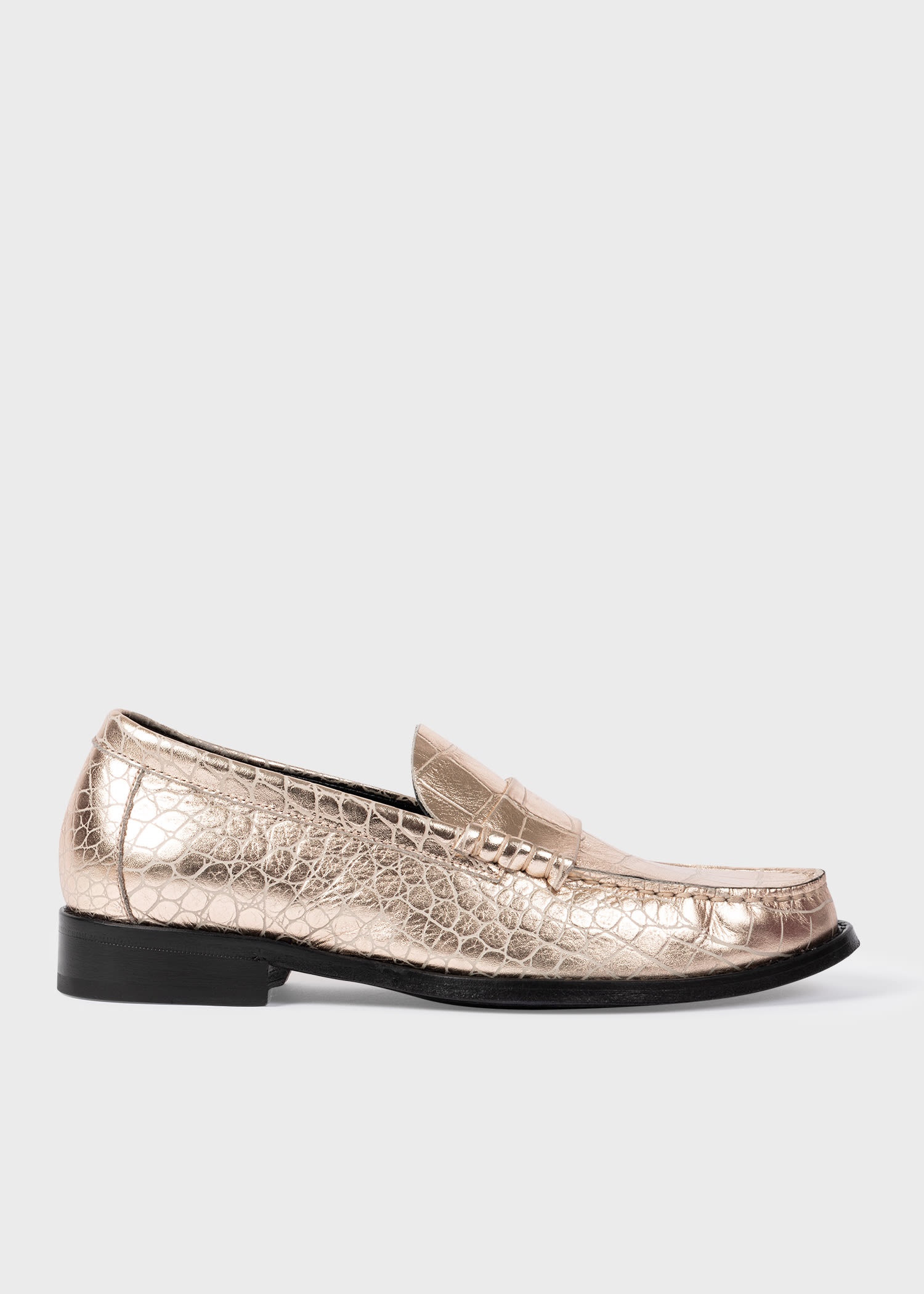 Leather Mock-Croc 'Cassini' Loafers - 1