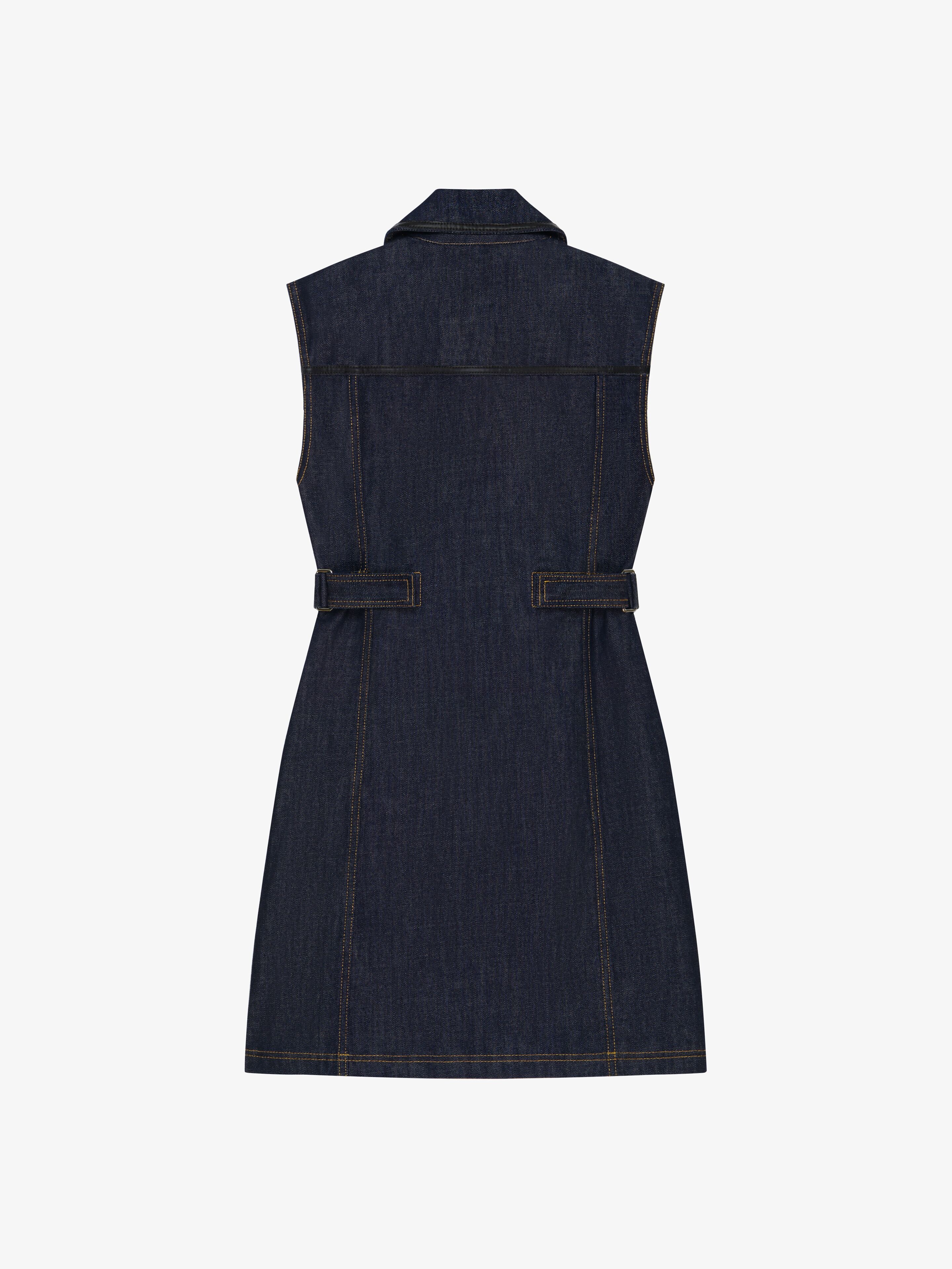 SHORT SLEEVELESS DRESS IN DENIM - 5