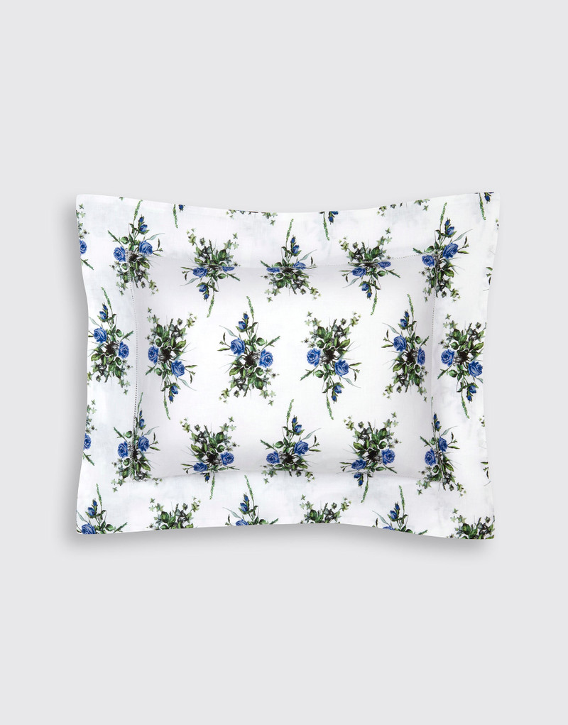 Amalia Pillow Slip in Blue Roses Print Linen 3