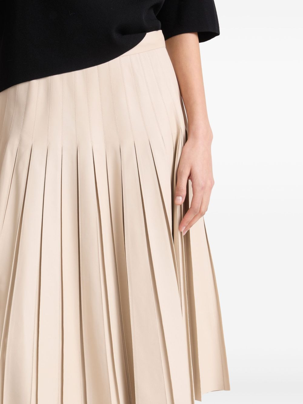 pleated leather midi skirt - 5