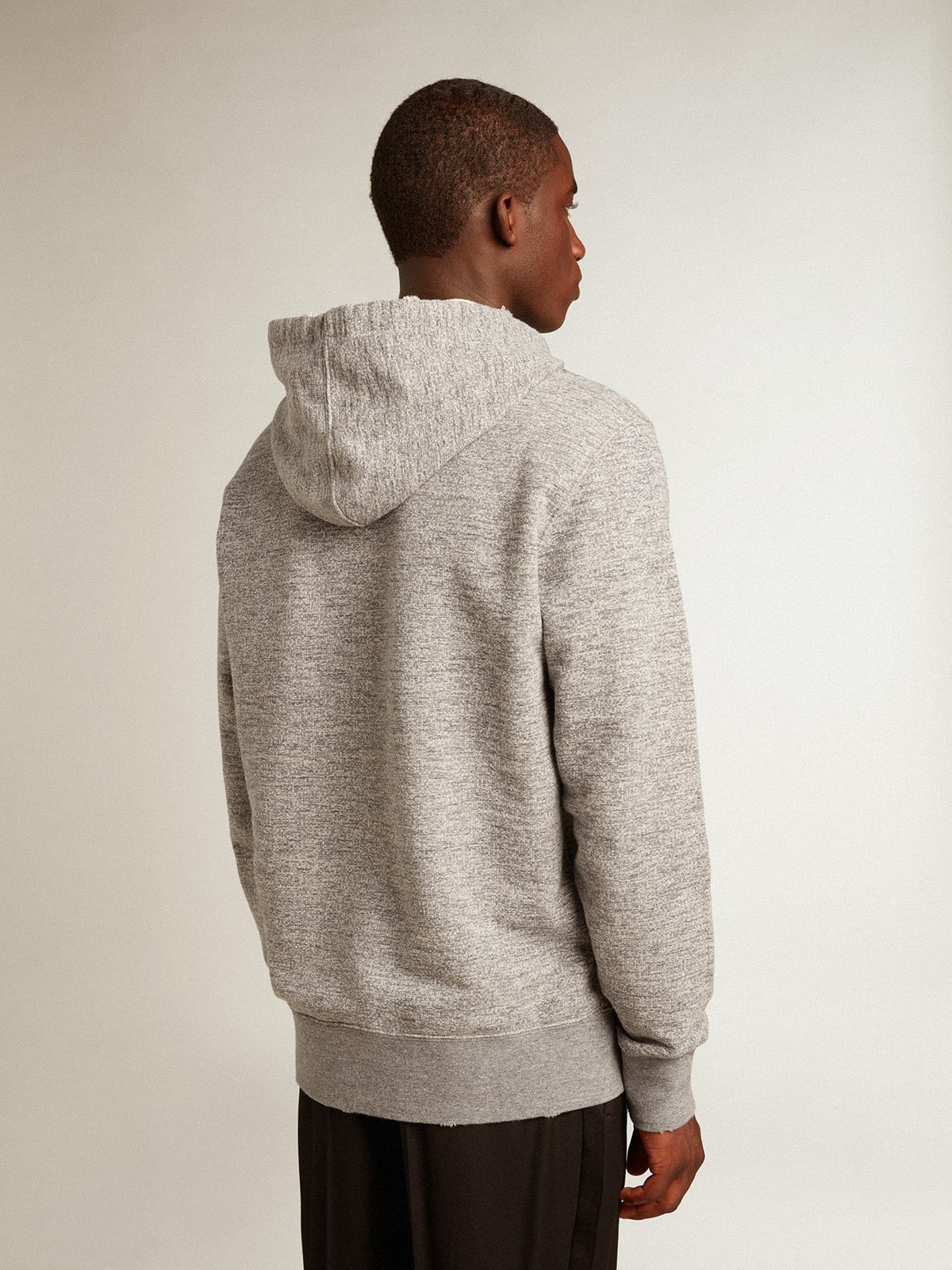 Gray hooded sweatshirt with front pocket - 4