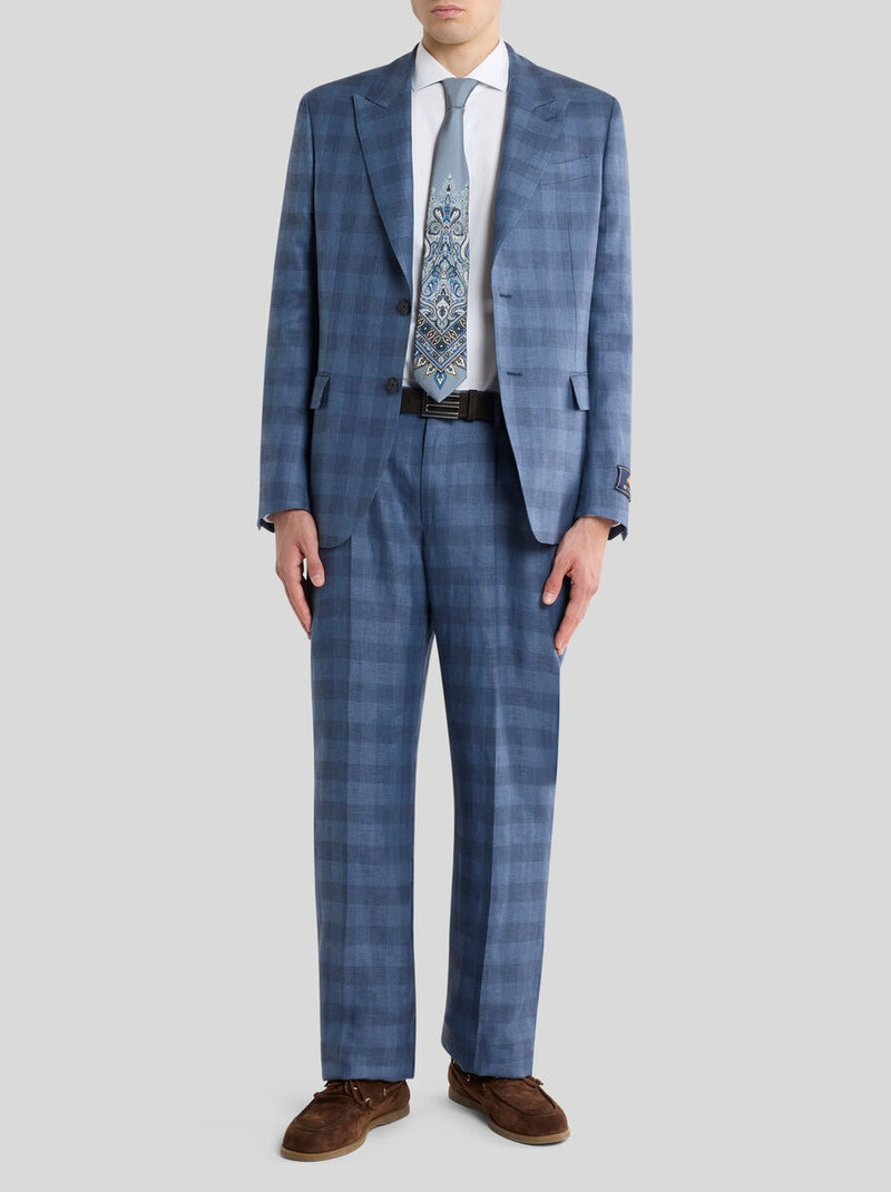 Etro SINGLE-BREASTED LINEN-BLEND JACQUARD JACKET WITH CHECK MOTIF outlook
