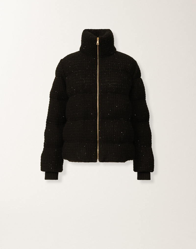 Down jacket in wool and silk with sequins 1
