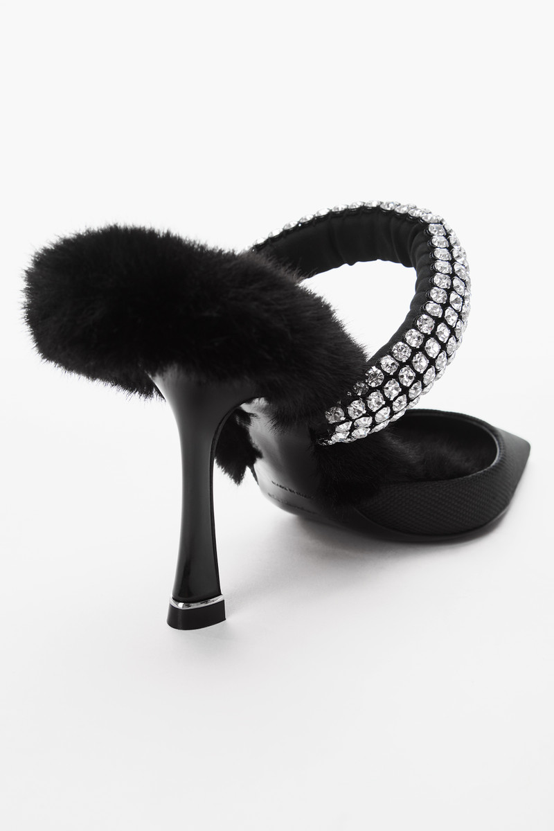 GRACE85 CRYSTAL MULE IN NYLON & FAUX FUR 4
