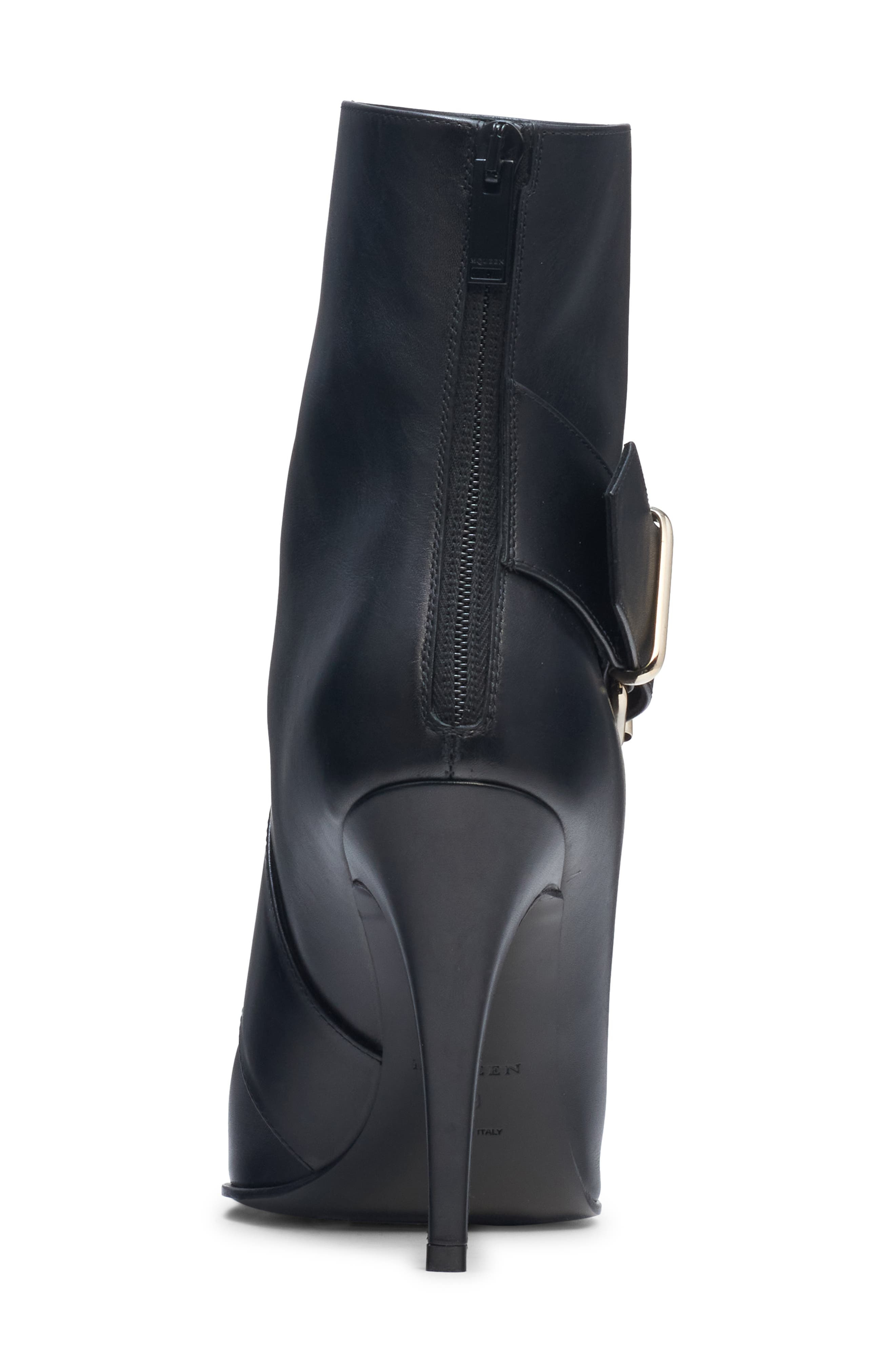 McQueen Heron Pointed Toe Bootie in Black/Silver at Nordstrom - 7